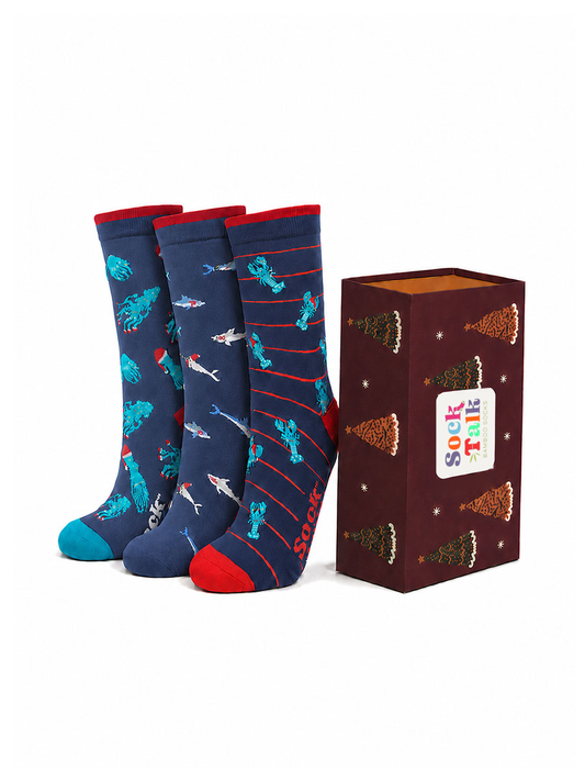 christmas-sealife-bamboo-socks-gift-set-three-pairs-festive-gift box