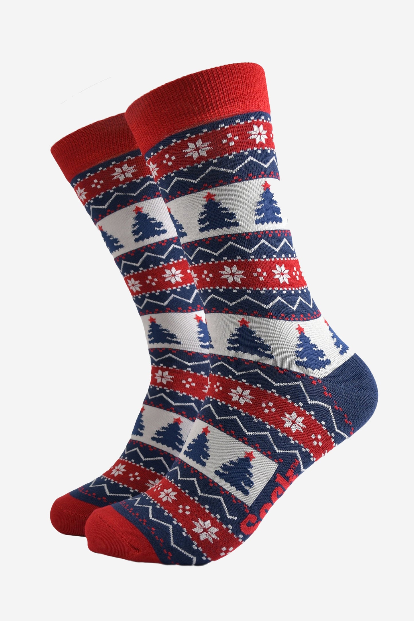 Men's Bamboo Socks Gift Box -Navy Blue/Red, Woodland Stag Christmas