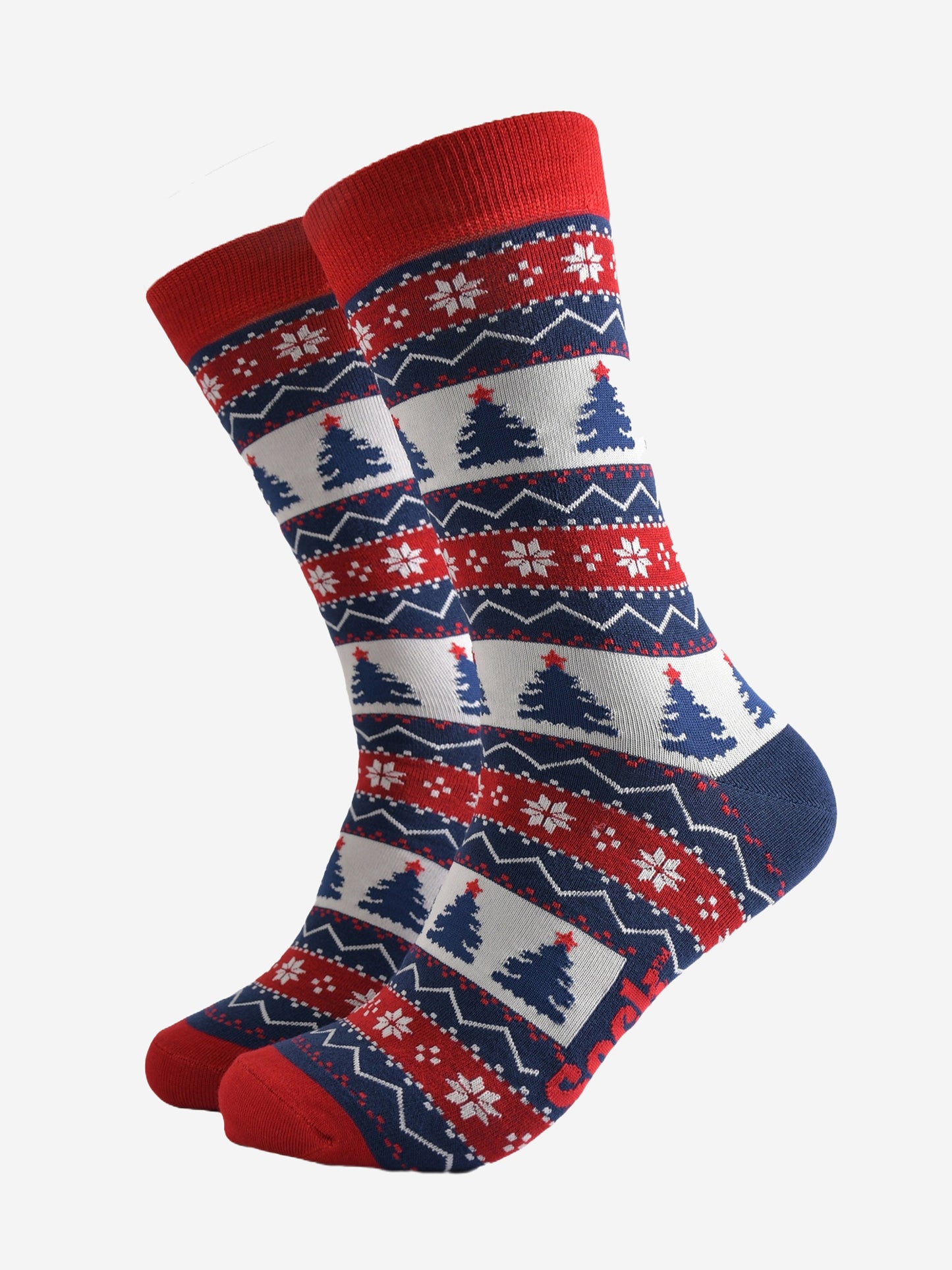 Men's Bamboo Socks Gift Box -Navy Blue/Red, Woodland Stag Christmas