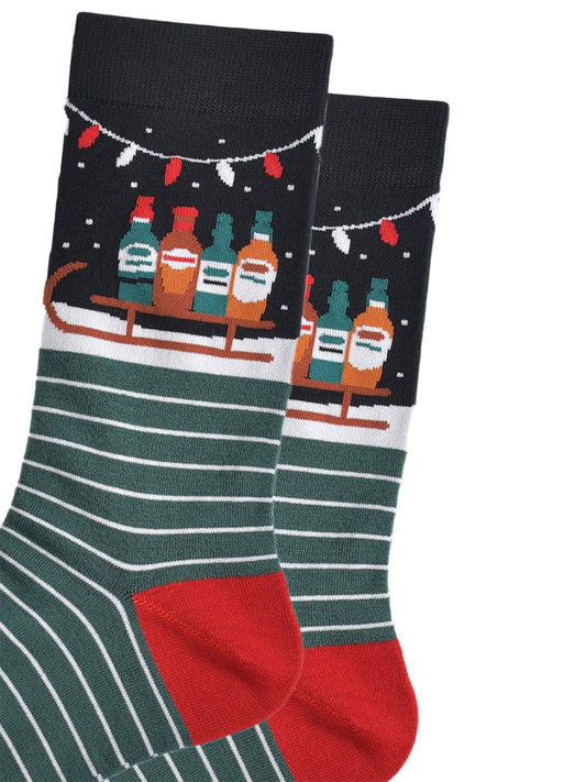 close up of the ankle of the socks, showing clearly the sledge and drinks