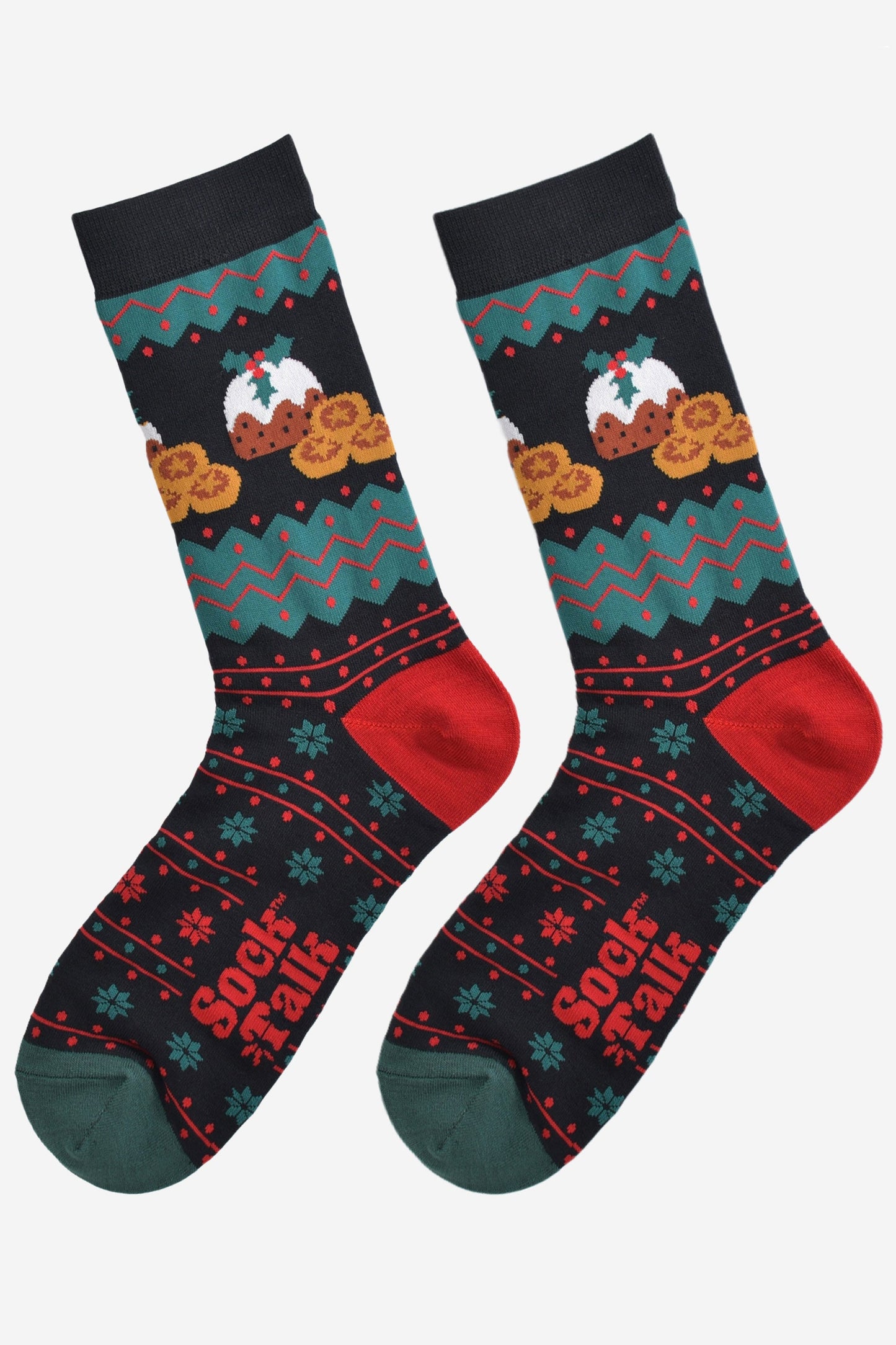 Men's Bamboo Crew Socks Christmas Cracker Gift Box - Black/Green, Christmas Pudding