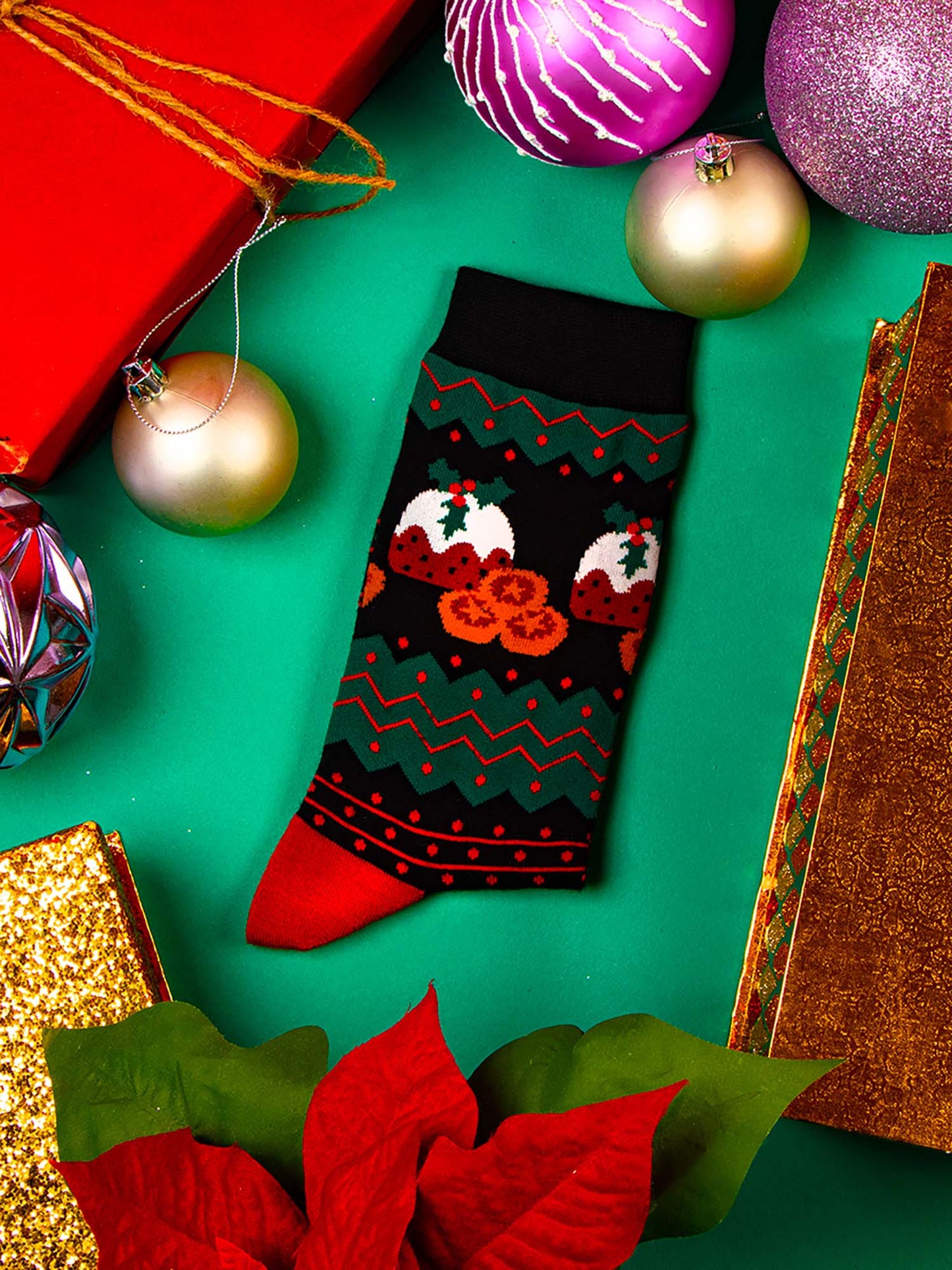 Christmas Treats Fair Isle Bamboo Socks in Black