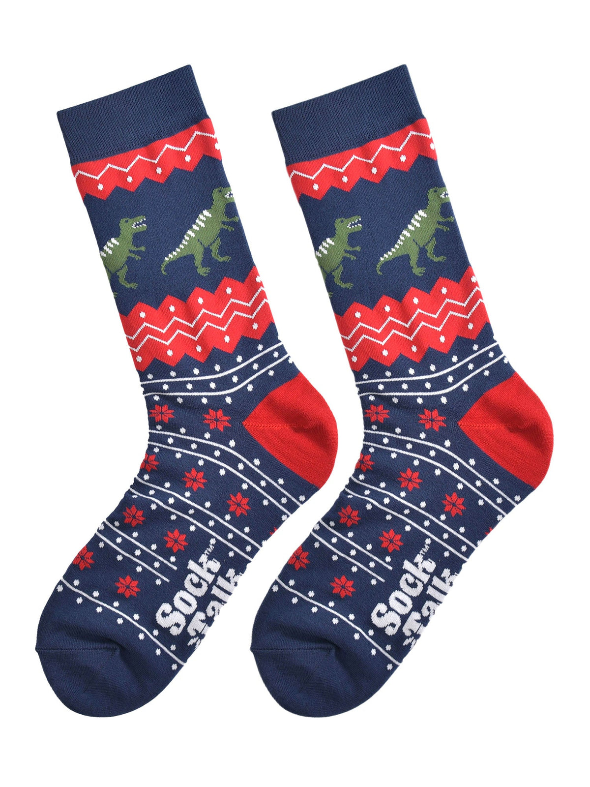 T-Rex-Dinosaur-Bamboo-Crew-Socks-Christmas-Cracker-Gift-Box-in-Navy Blue/Red