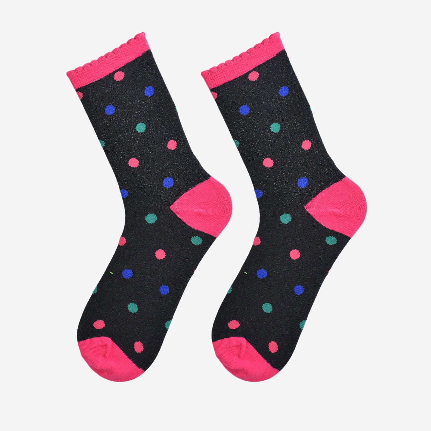 Women's Glitter Socks - Black/Multi, Medium Polka Dot