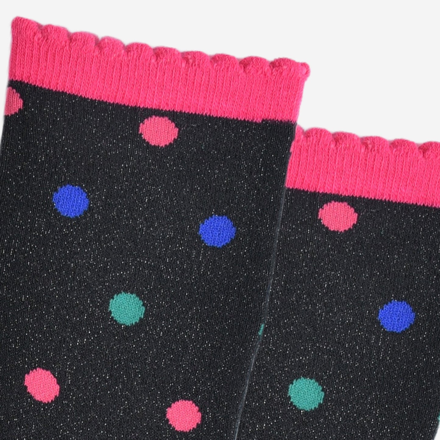 Women's Glitter Socks - Black/Multi, Medium Polka Dot