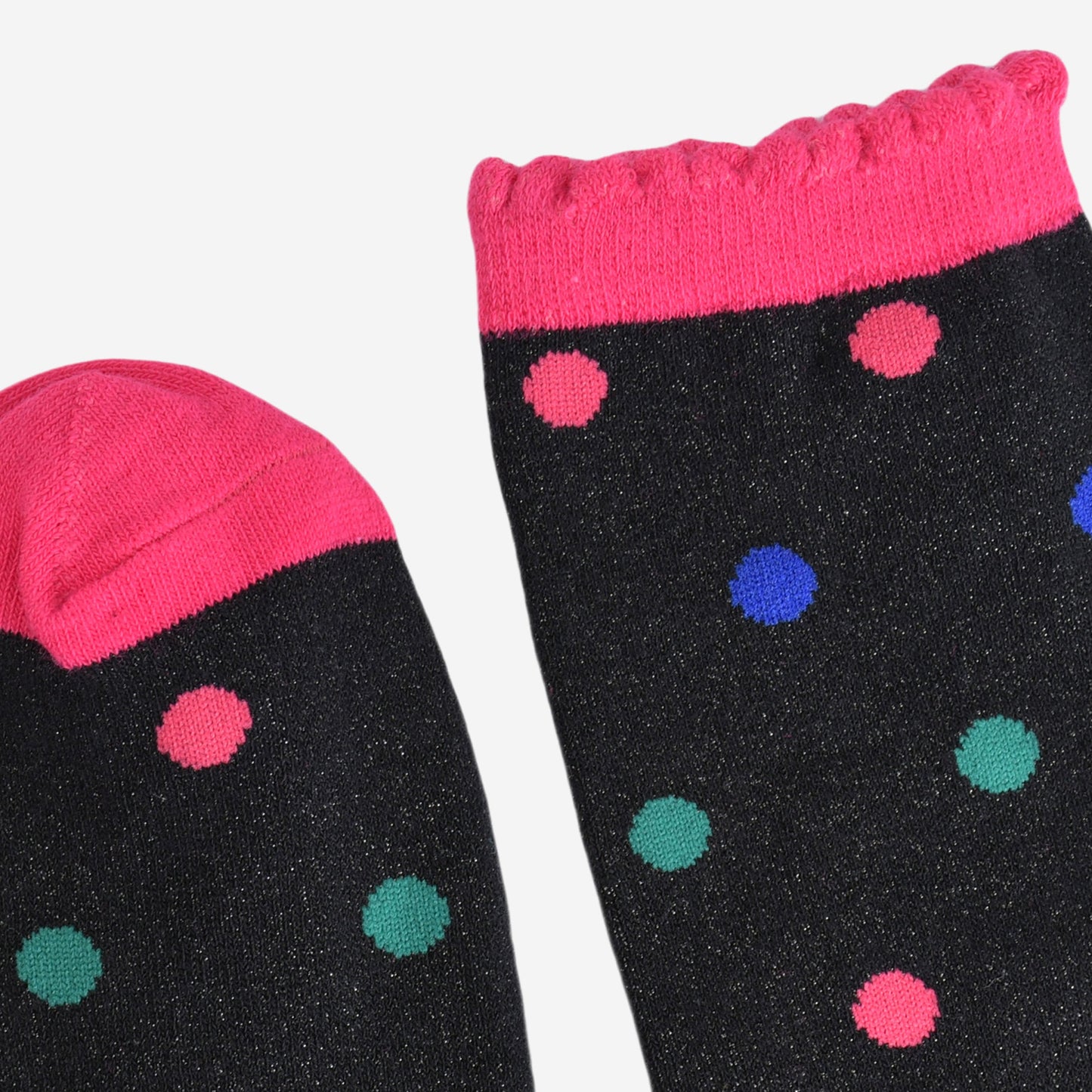 Women's Glitter Socks - Black/Multi, Medium Polka Dot