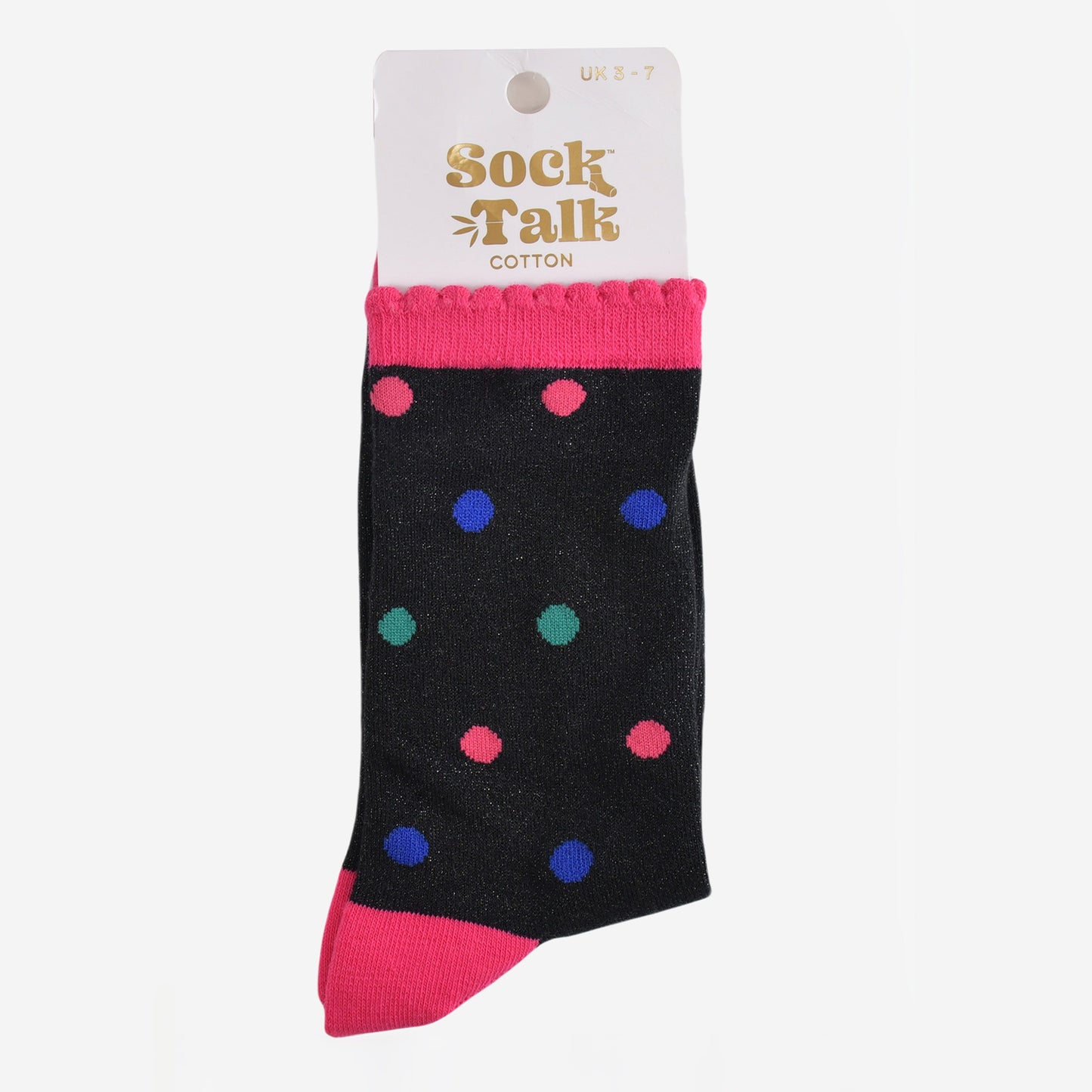 Women's Glitter Socks - Black/Multi, Medium Polka Dot