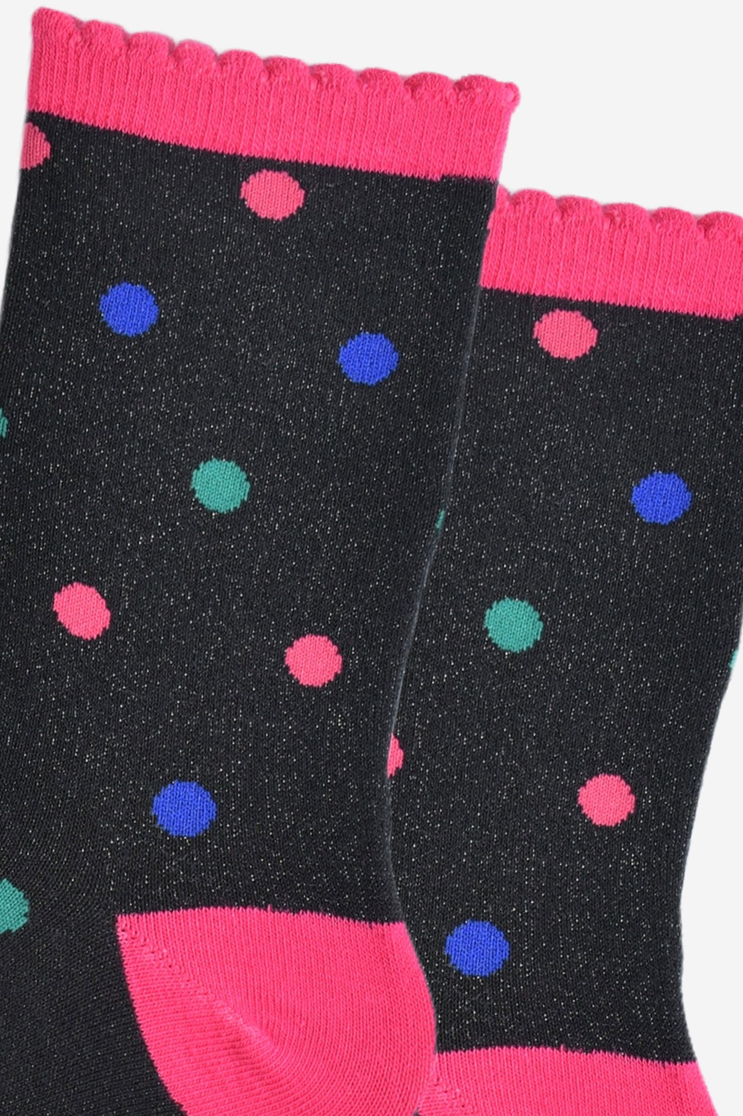 Women's Glitter Socks - Black/Multi, Medium Polka Dot