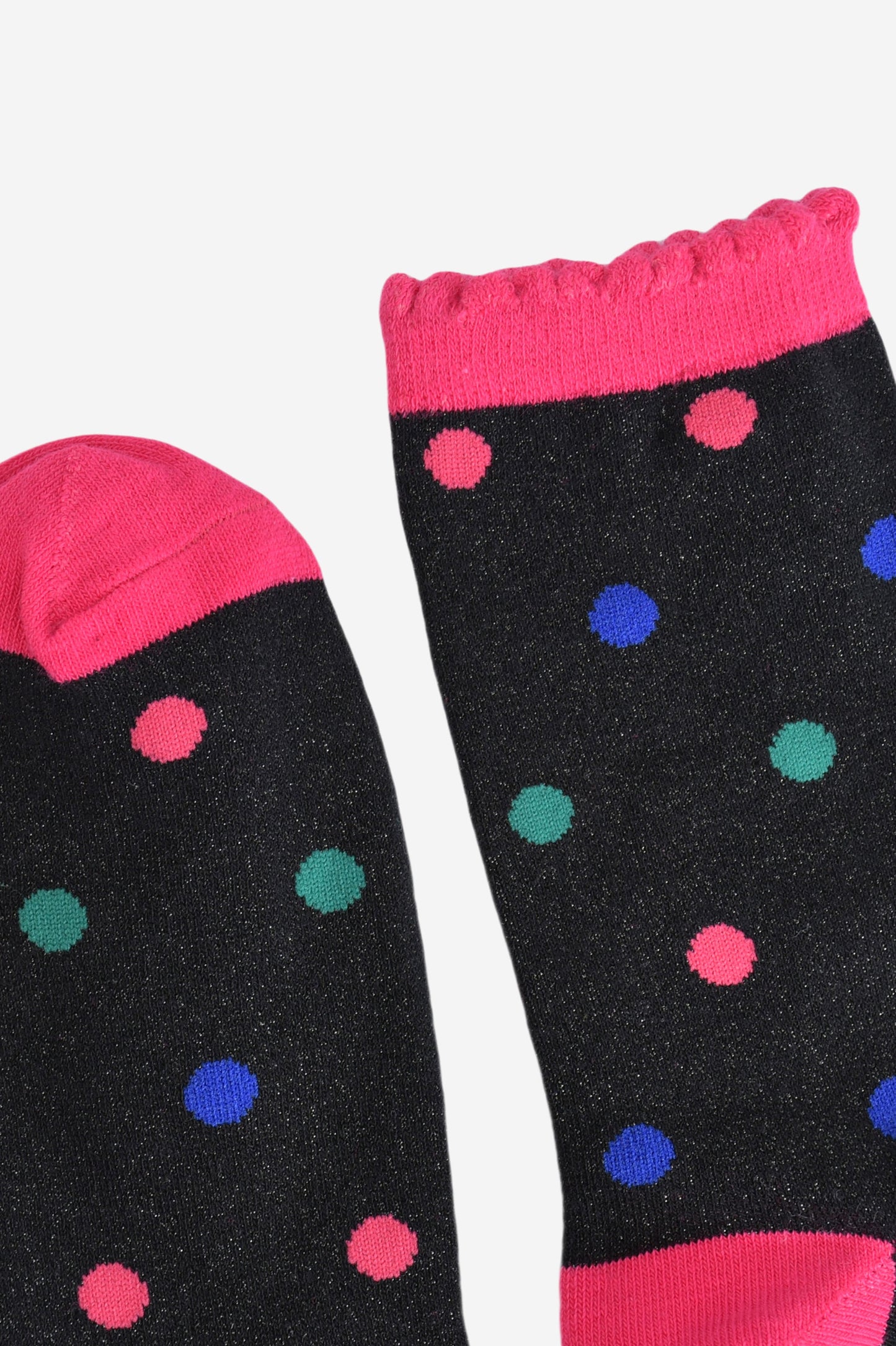 Women's Glitter Socks - Black/Multi, Medium Polka Dot