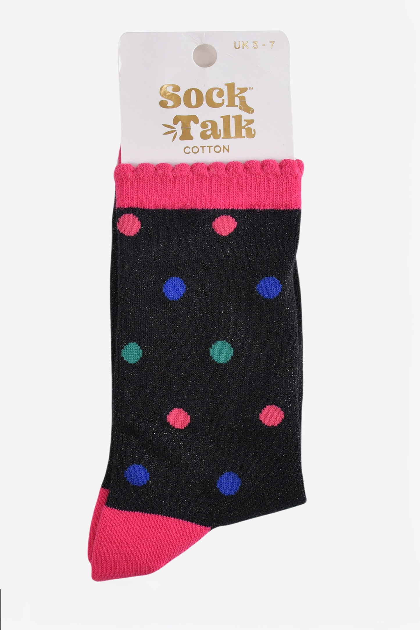 Women's Glitter Socks - Black/Multi, Medium Polka Dot