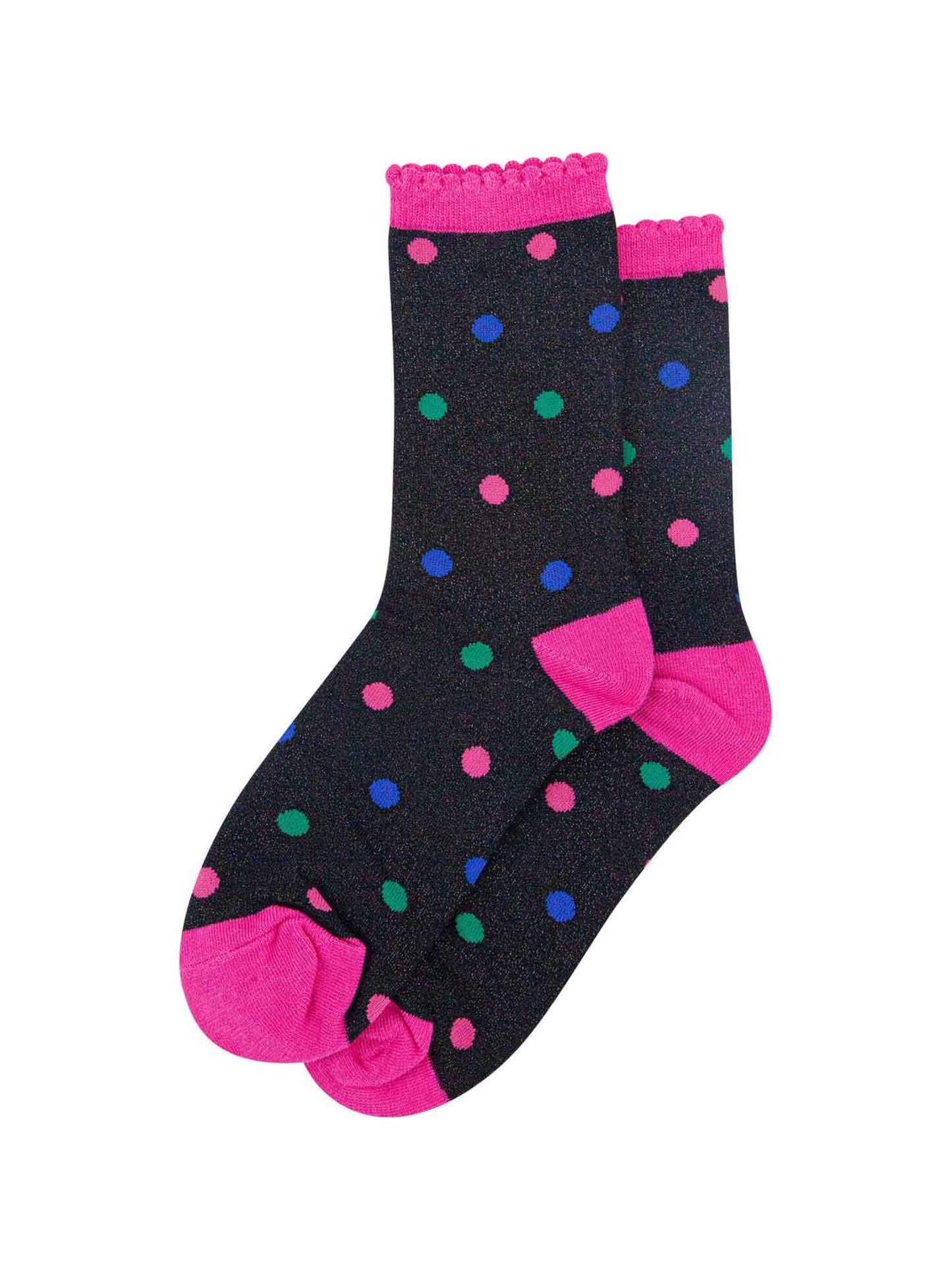 Spotted Cotton Glitter Socks in Black/Multi