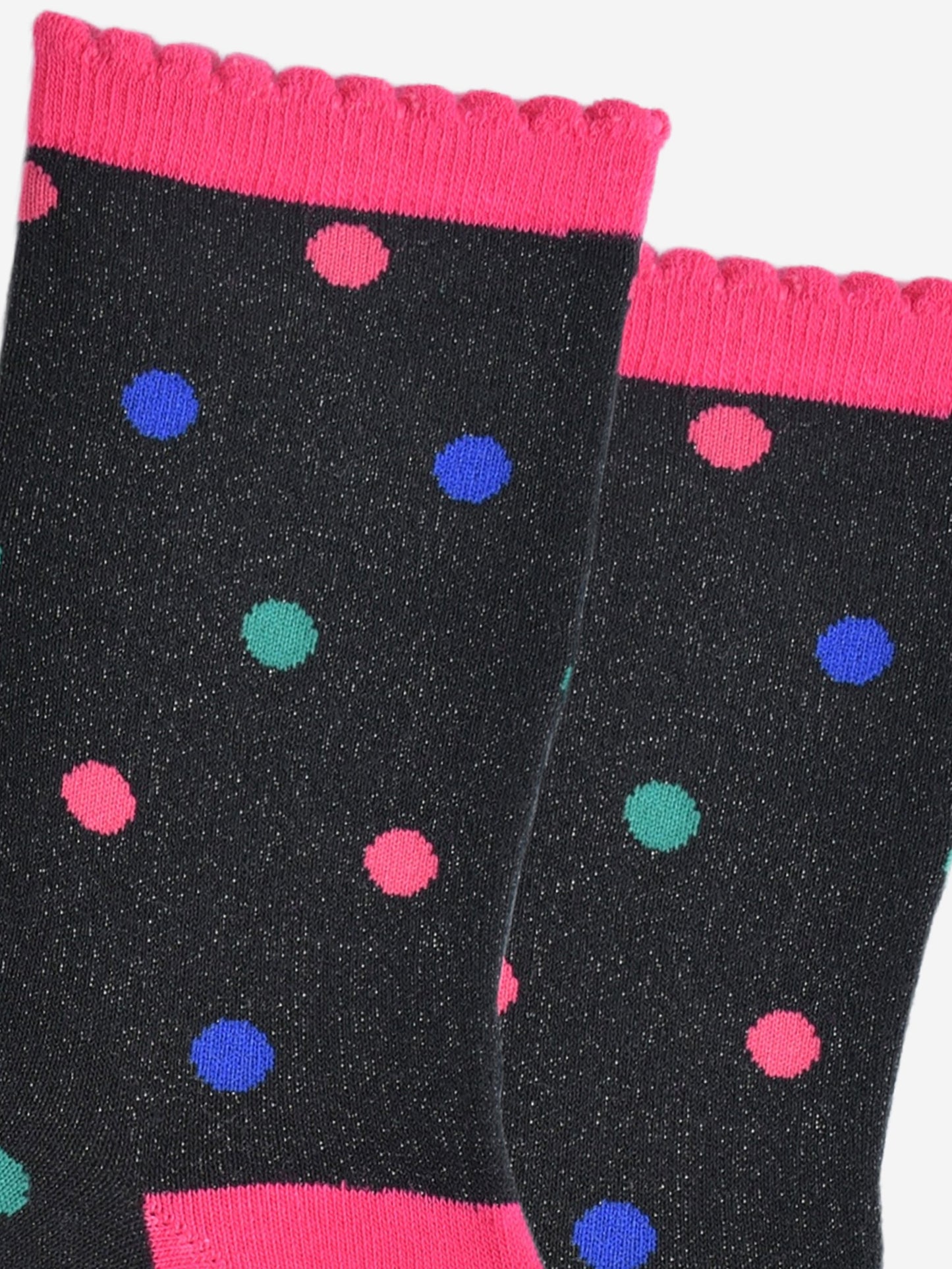 Women's Glitter Socks - Black/Multi, Medium Polka Dot