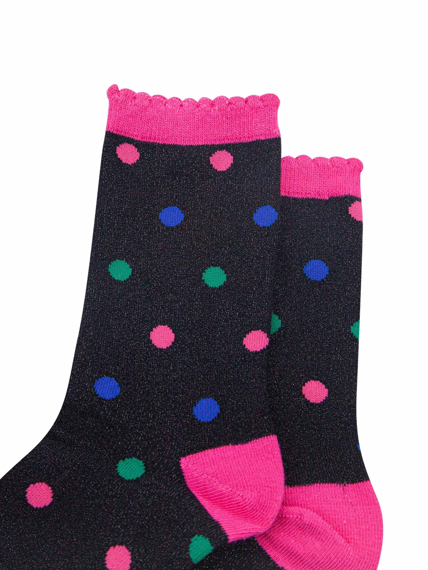 Spotted Cotton Glitter Socks in Black/Multi