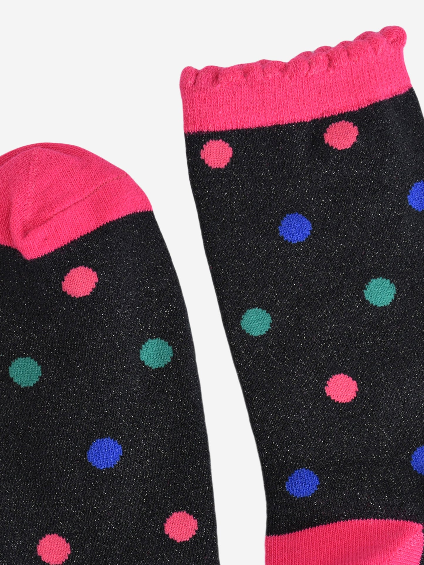 Women's Glitter Socks - Black/Multi, Medium Polka Dot