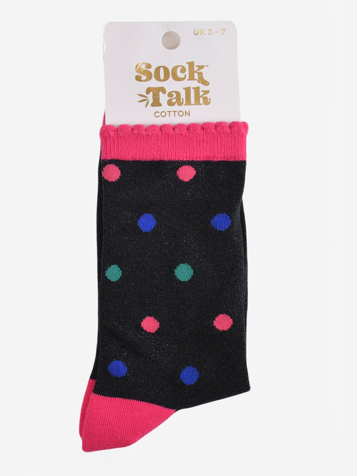 Women's Glitter Socks - Black/Multi, Medium Polka Dot