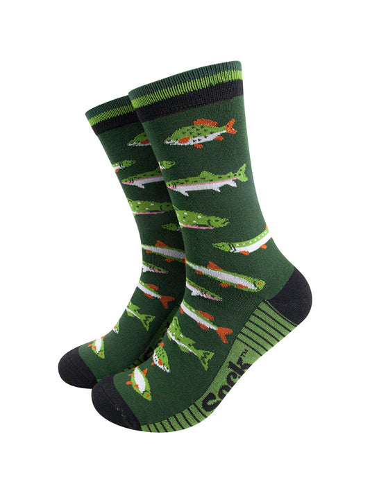 River Fishing Bamboo Socks in Green