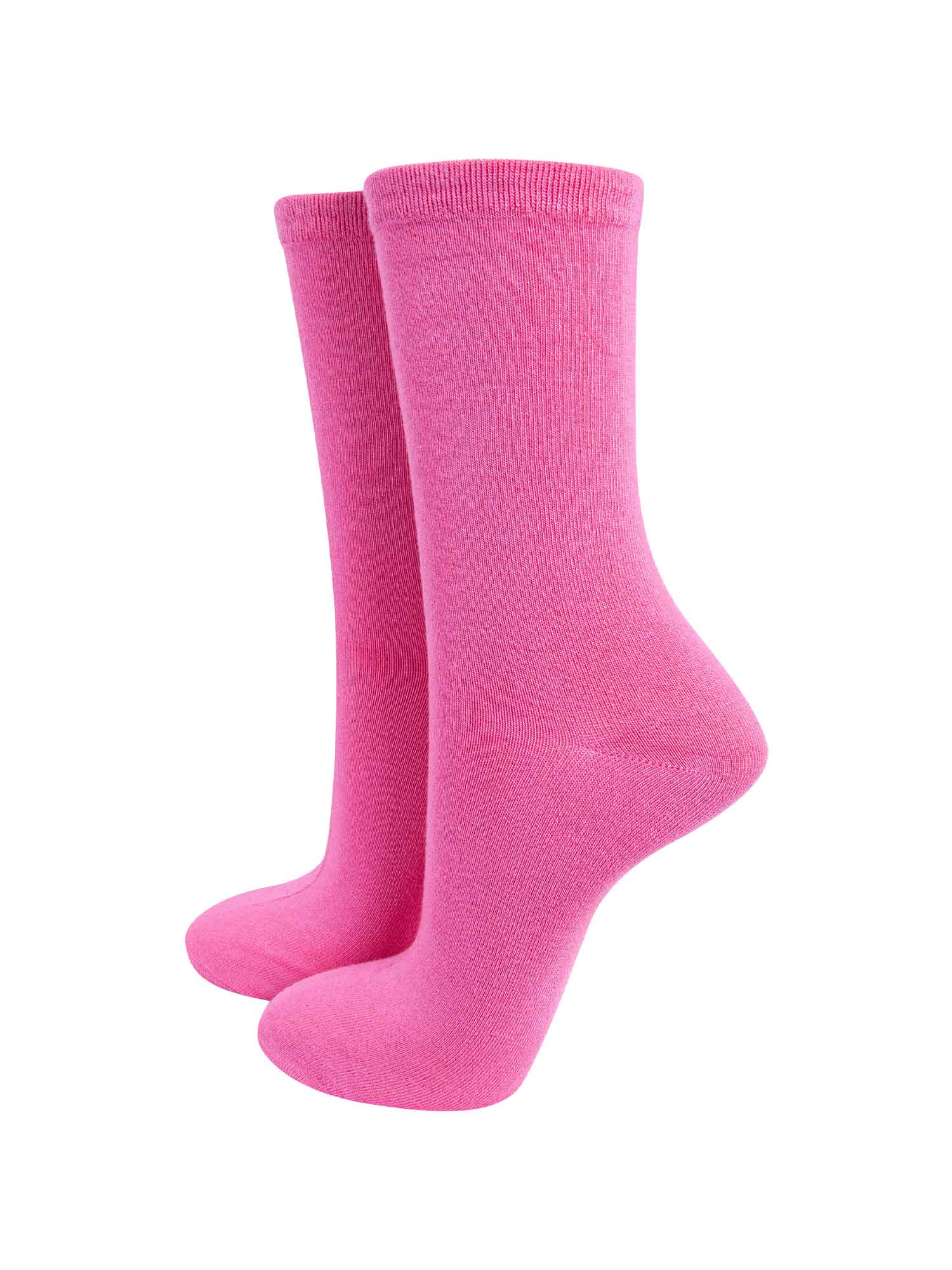 womens plain hot pink bamboo ankle socks