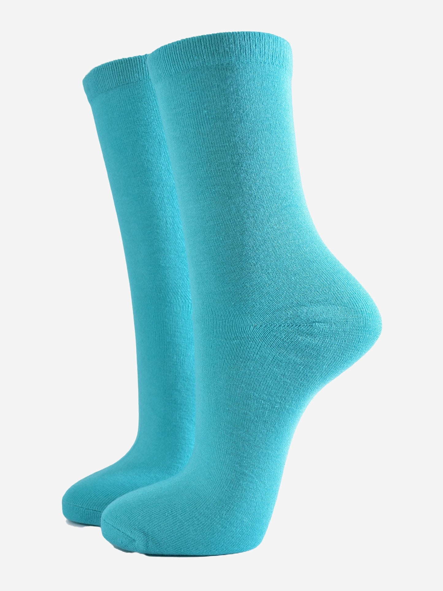 womens plain turquoise bamboo ankle socks