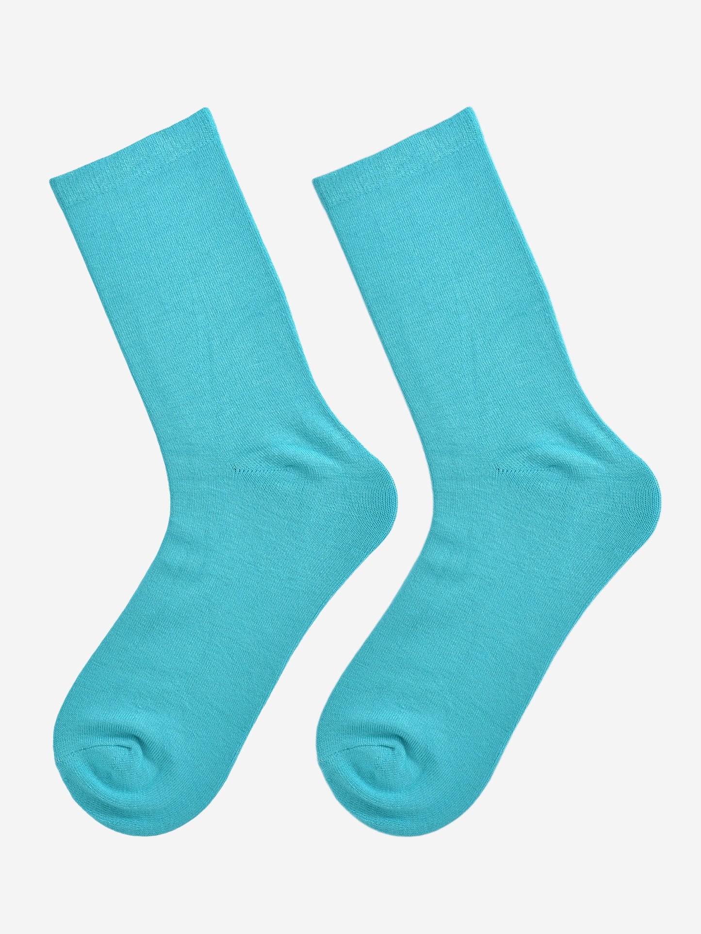 turquoise bamboo ankle socks laying flat, showing the all over plain colour