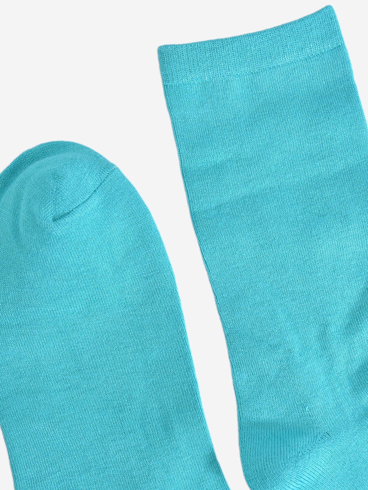 showing the toe and cuff of the turquoise bamboo socks, they are the same solid colour as the body of the socks