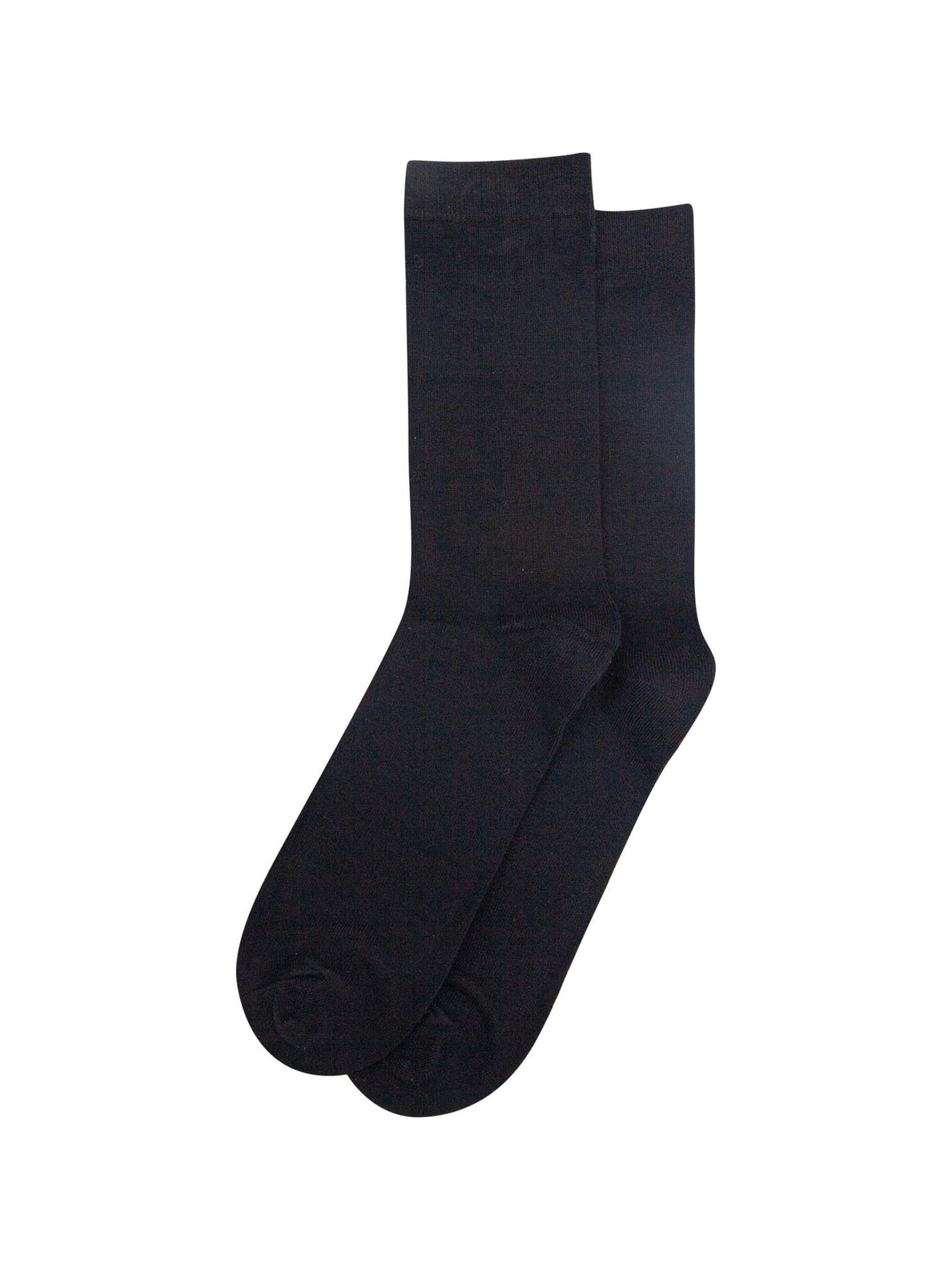 plain black bamboo socks laying flat, showing the all over consistent colour

