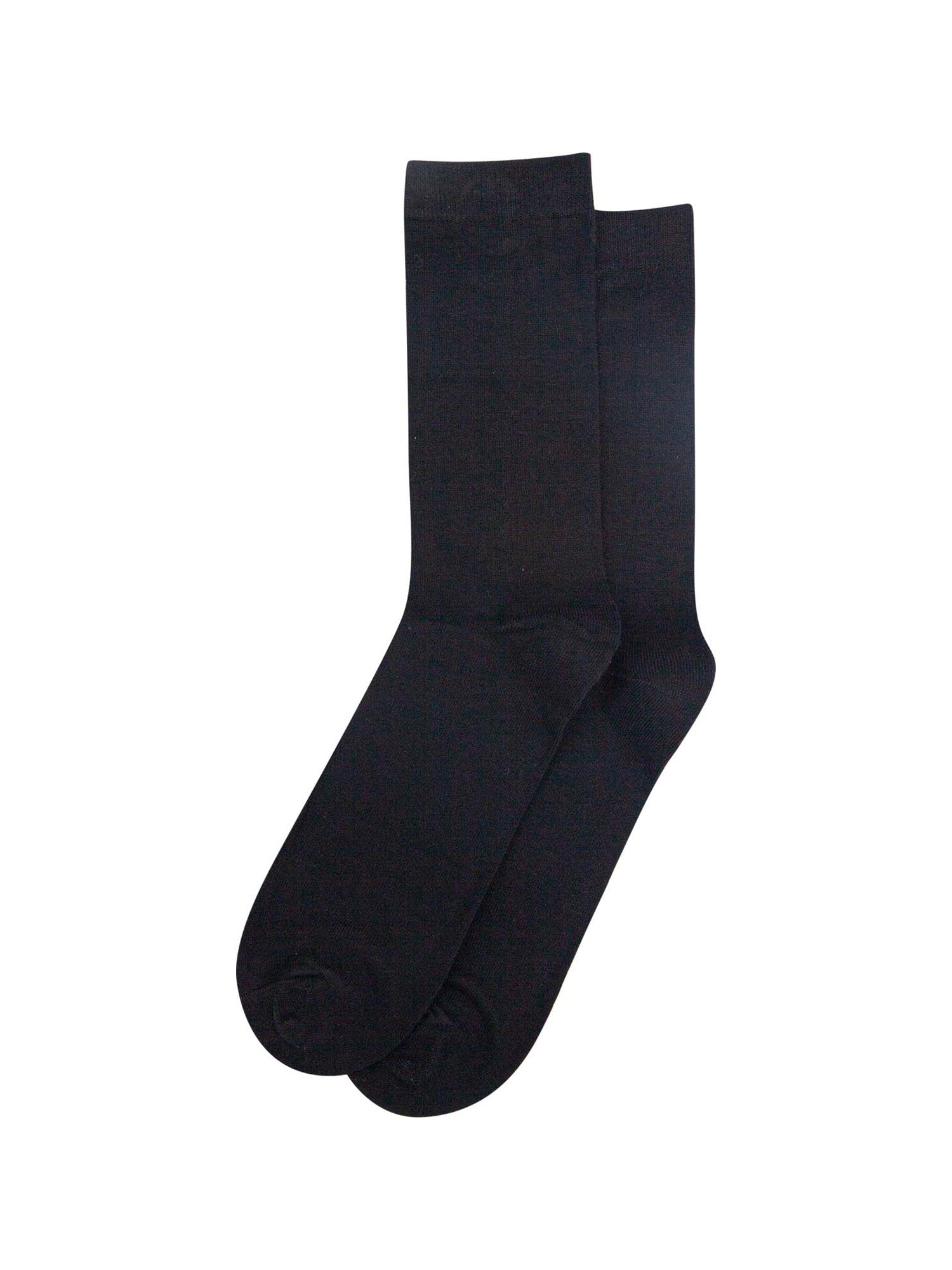 plain black bamboo socks laying flat, showing the all over consistent colour
