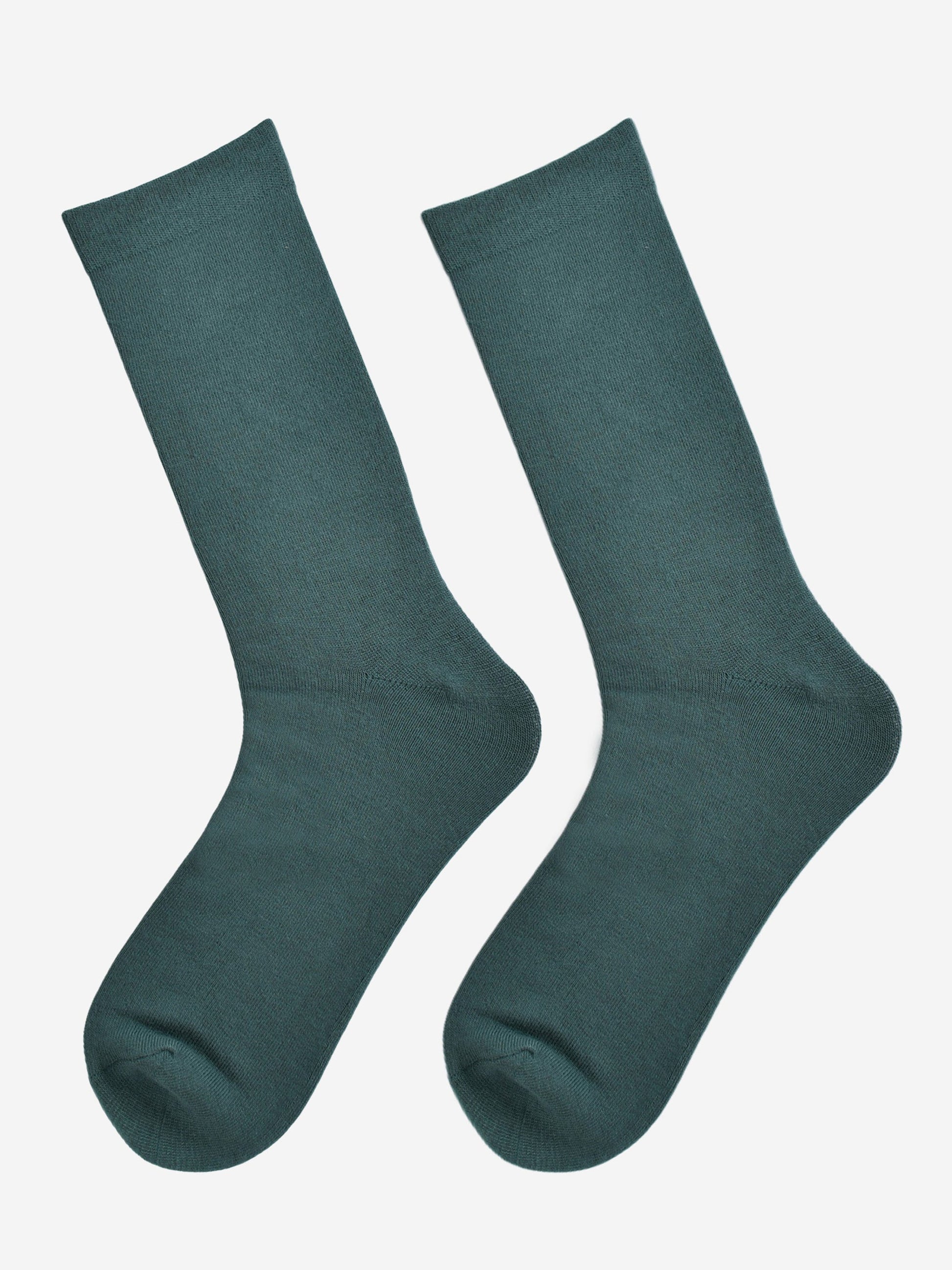 forest green bamboo socks laying flat, showing the all over consistent colour