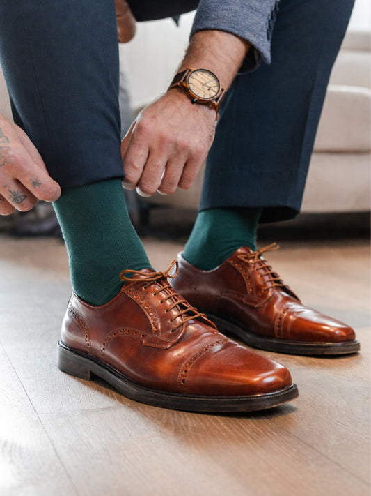 mens plain green bamboo socks