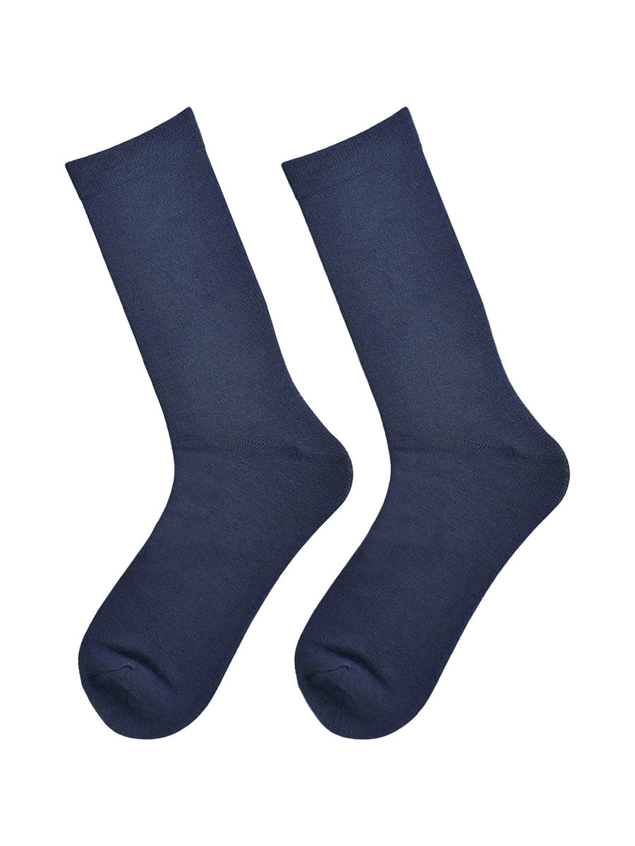 navy blue bamboo socks laying flat, showing the all over consistent colour
