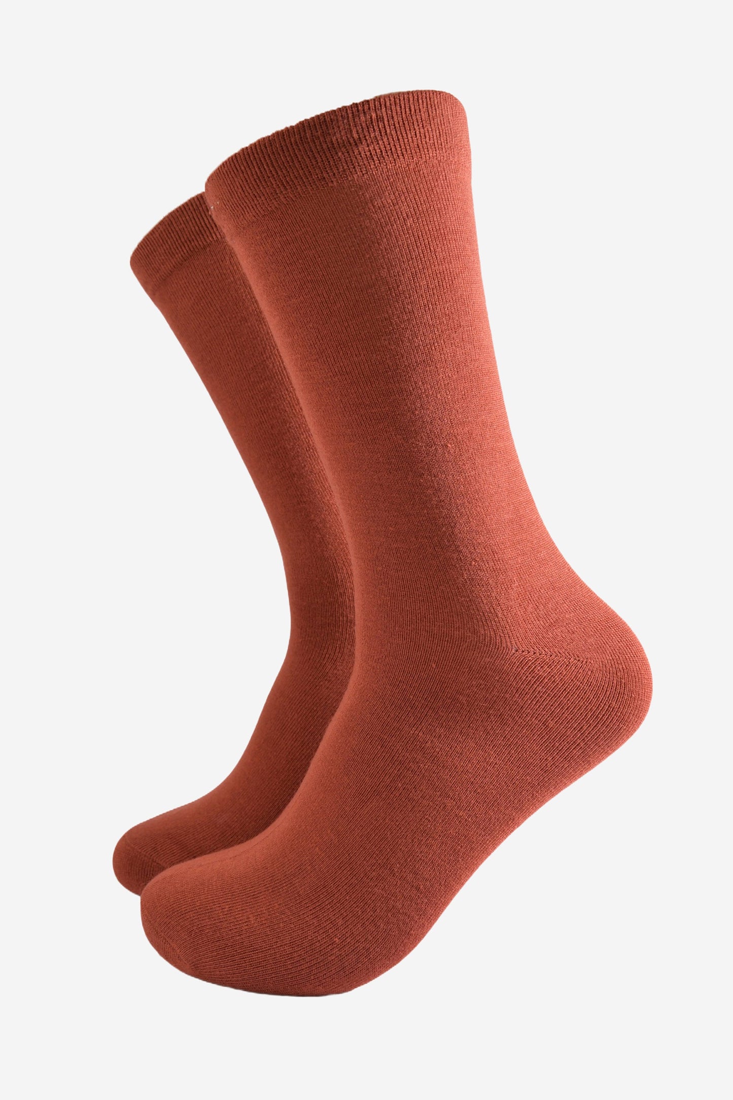 mens plain burnt orange rust coloured bamboo socks