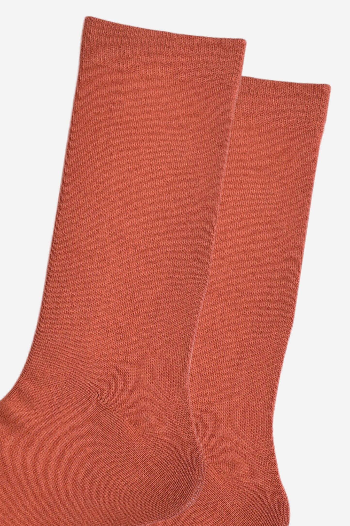 close up of the plain rust orange socks