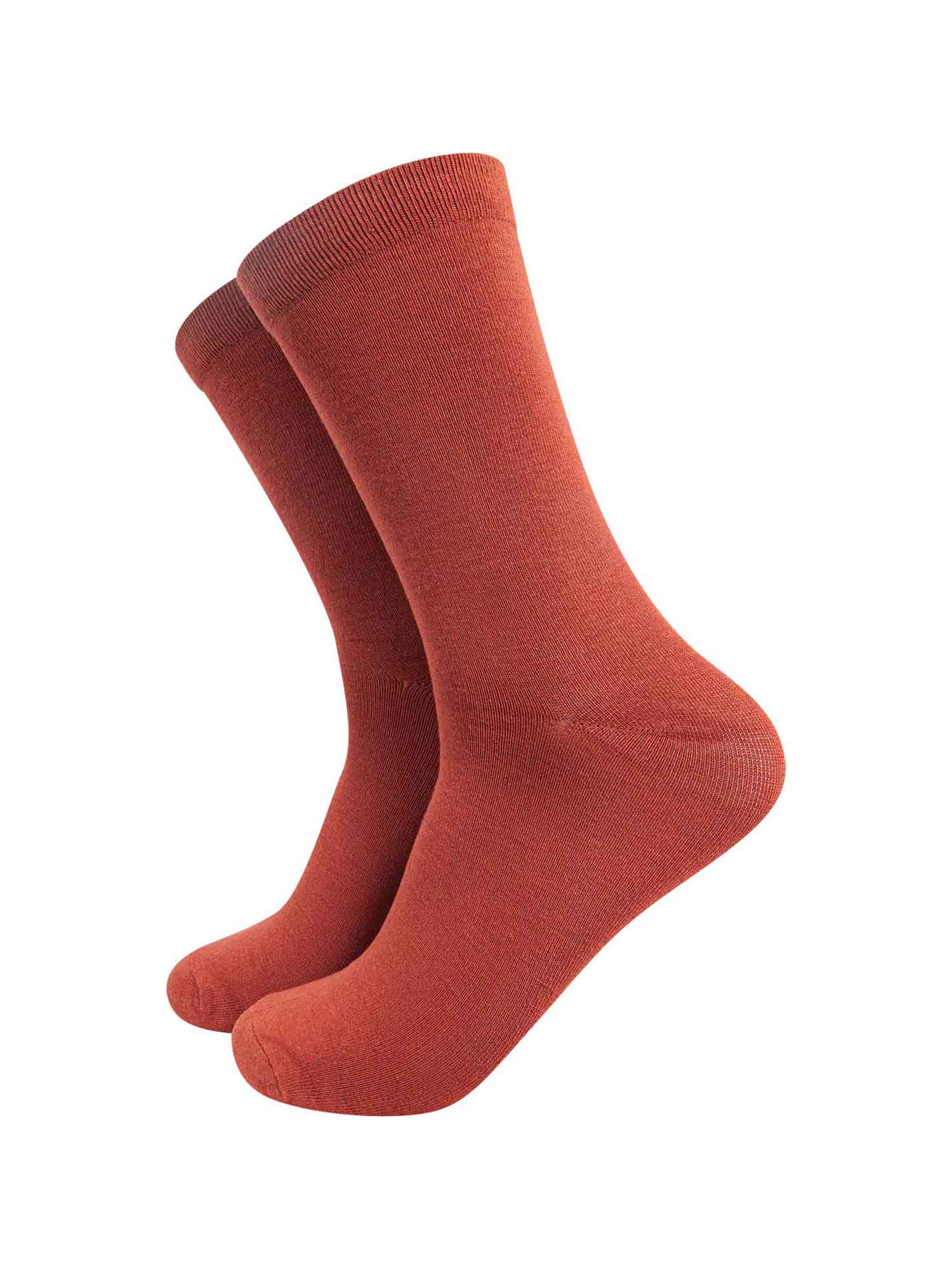 mens plain burnt orange rust coloured bamboo socks
