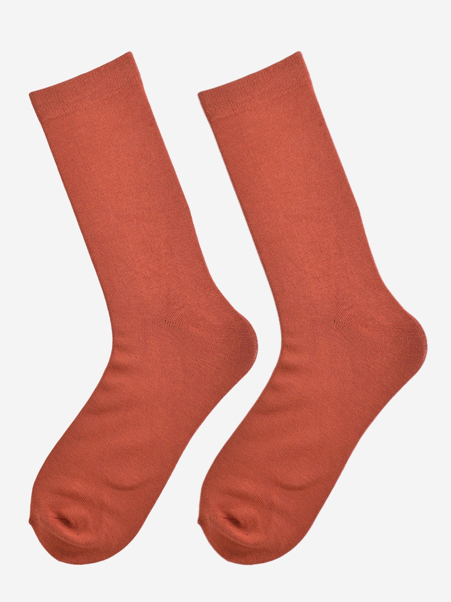 rust orange bamboo socks laying flat, showing the all over consistent colour