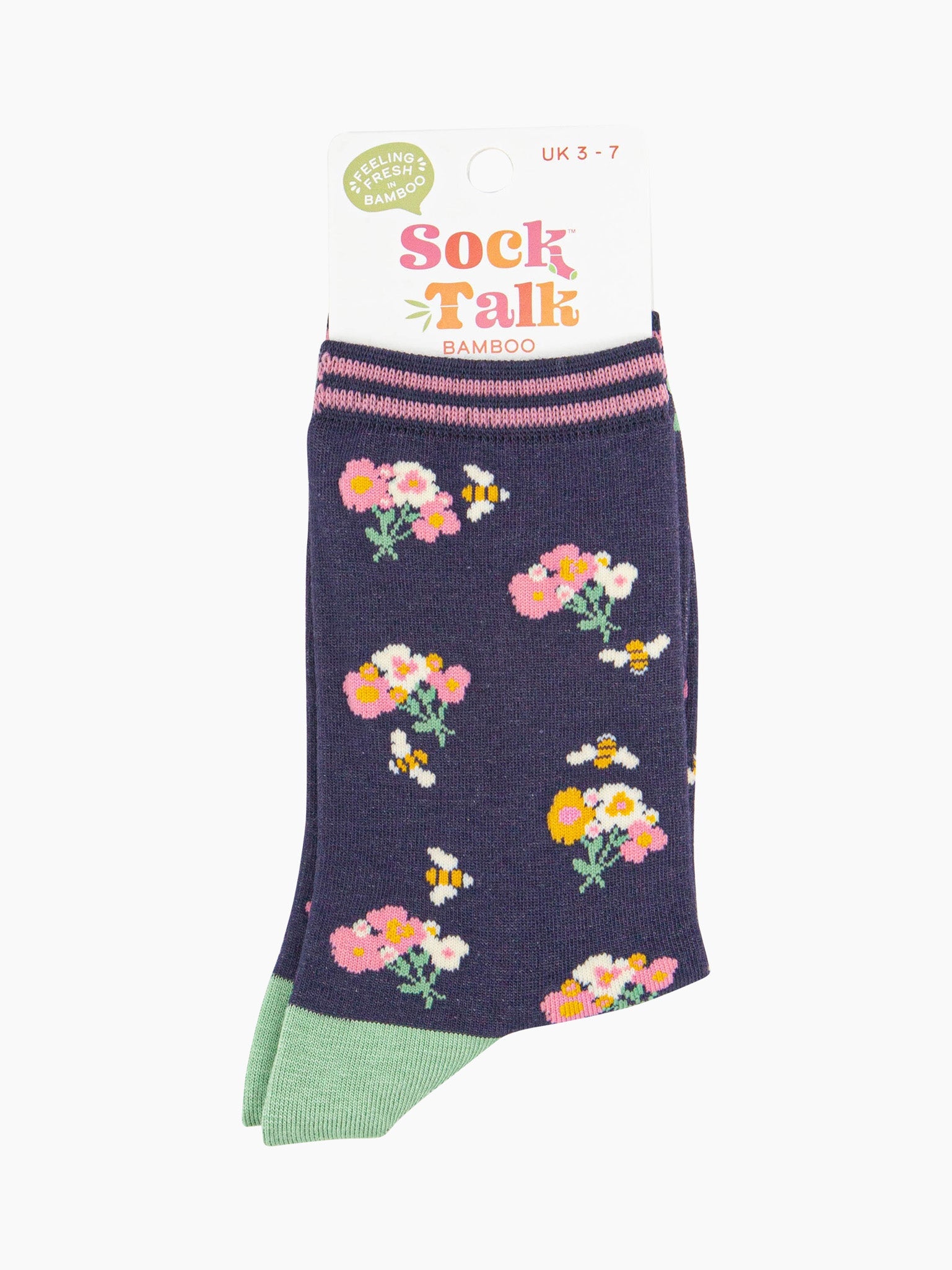 womens-bamboo-socks-navy-bees-floral-posies-in-socktalk-packaging-these-ankle-socks-are-a-uk-3-7