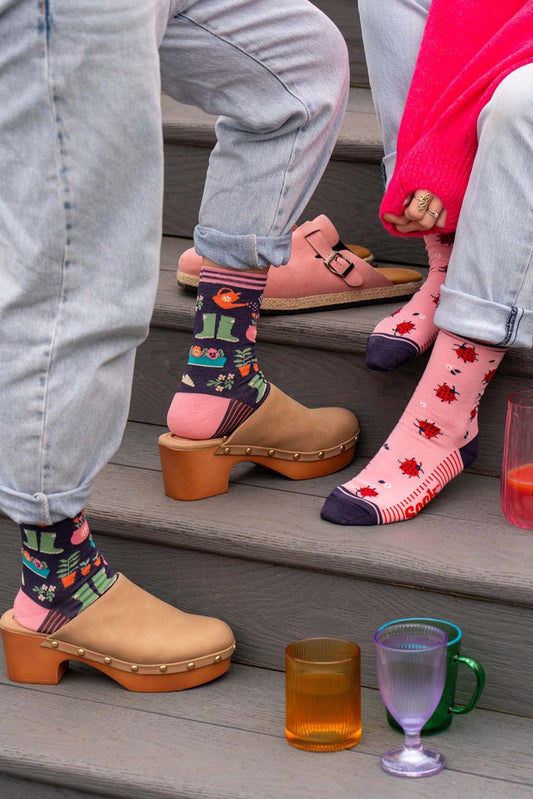 gardening-print-bamboo-socks-in-navy-ladybird-print-bamboo-socks-in-pink