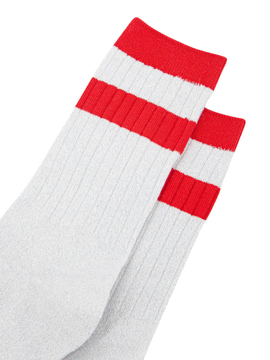 womens-glitter-socks-white-red-striped-cuff-close-up-ribbed-material-sparkly