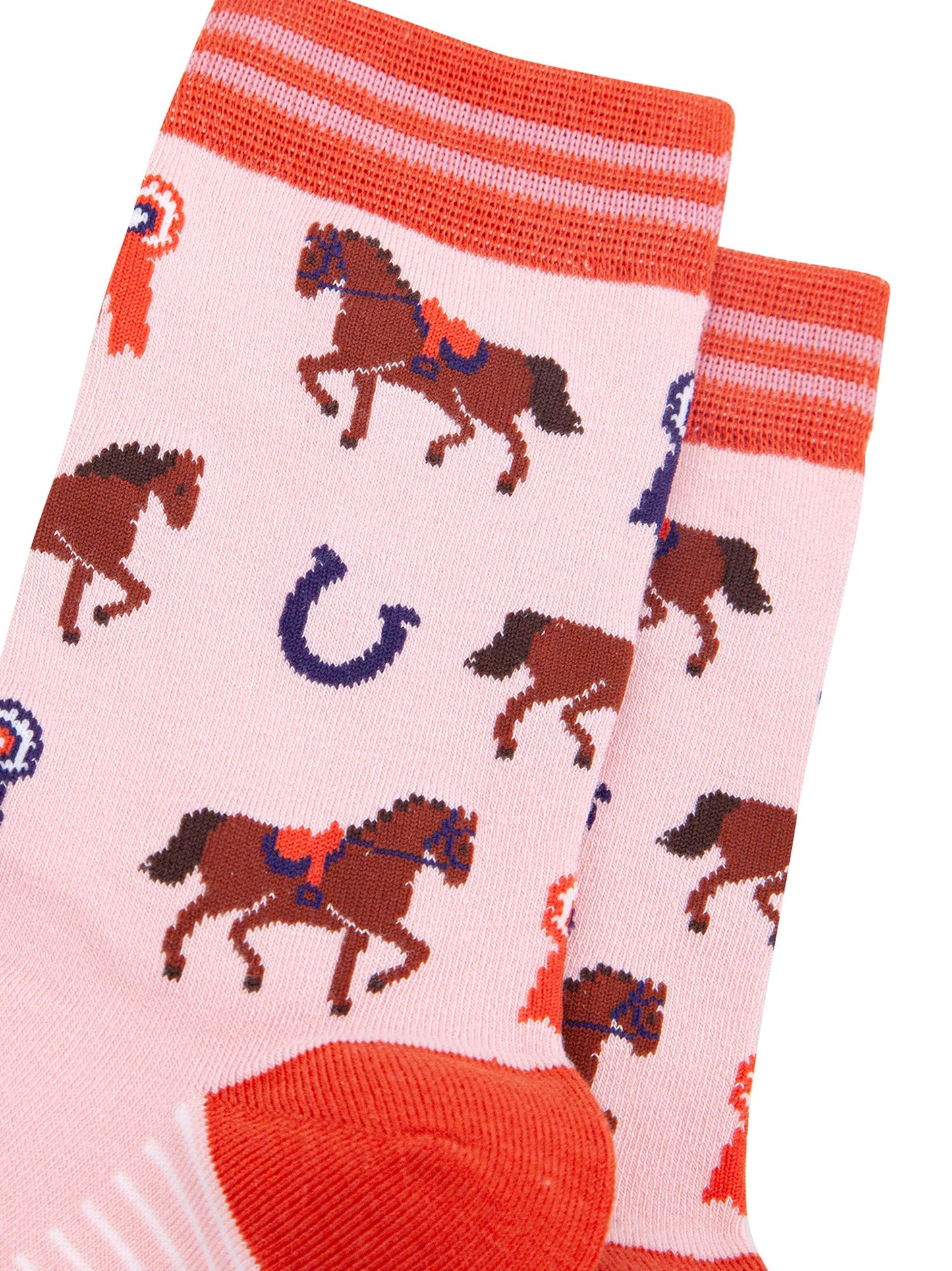 Horse-Riding-Bamboo-Socks-in-Pink-Close-Up