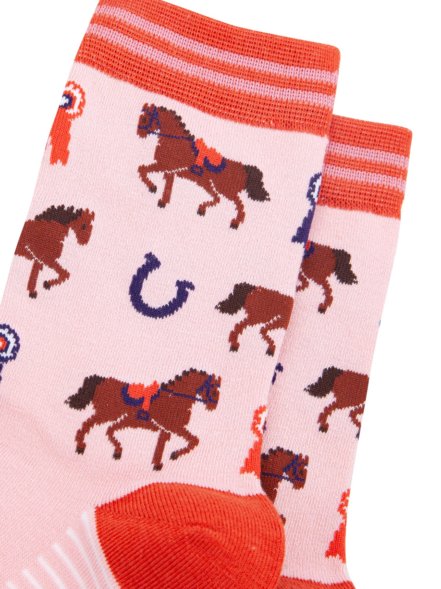 Horse-Riding-Bamboo-Socks-in-Pink-Close-Up