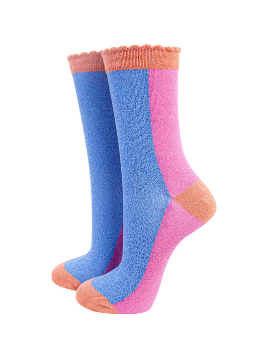 Colour-Block-Combed-Cotton-Glitter-Socks-in-Blue-Pink-mannequin