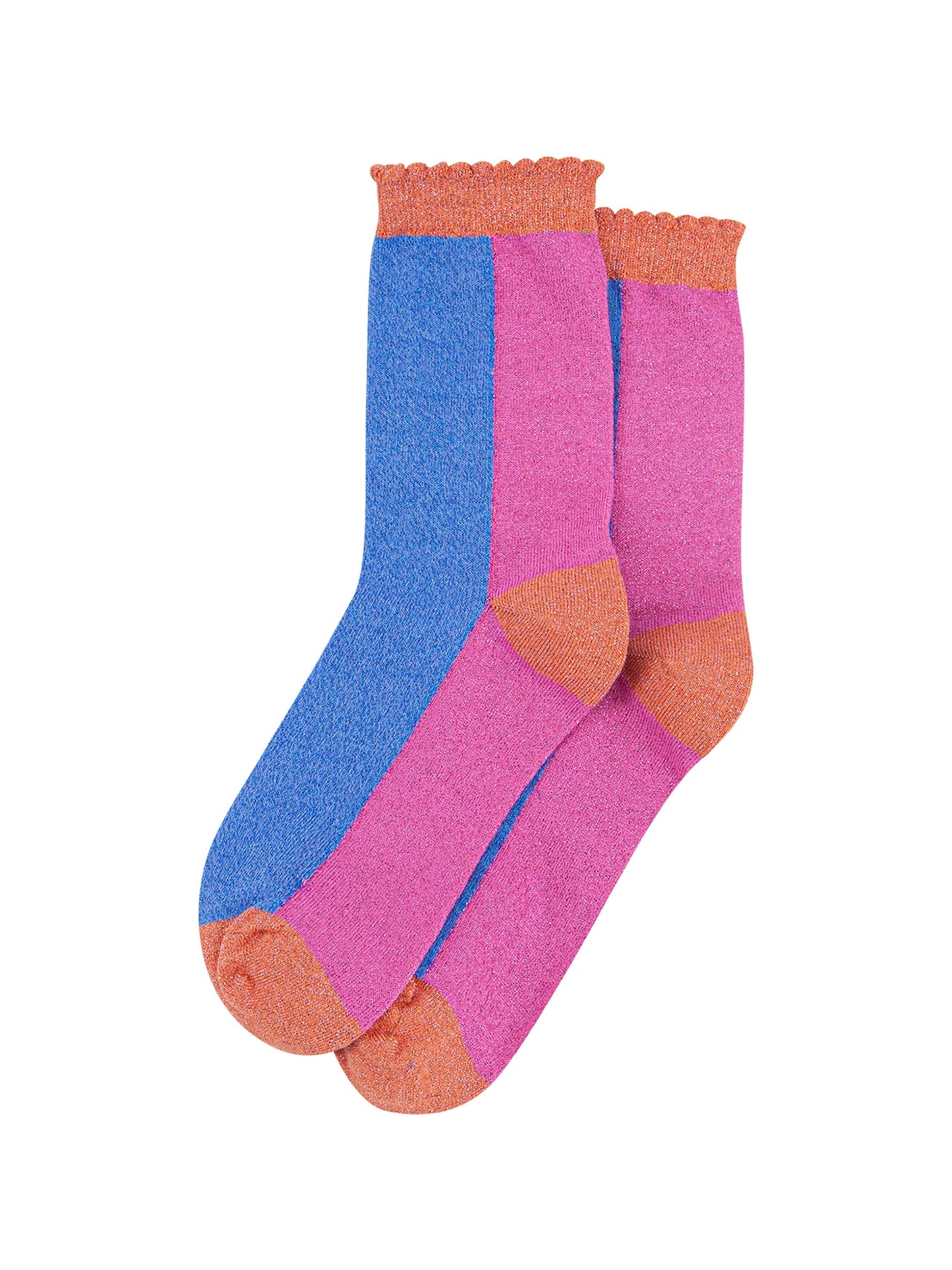 Colour-Block-Combed-Cotton-Glitter-Socks-in-Blue-Pink-flat-lay