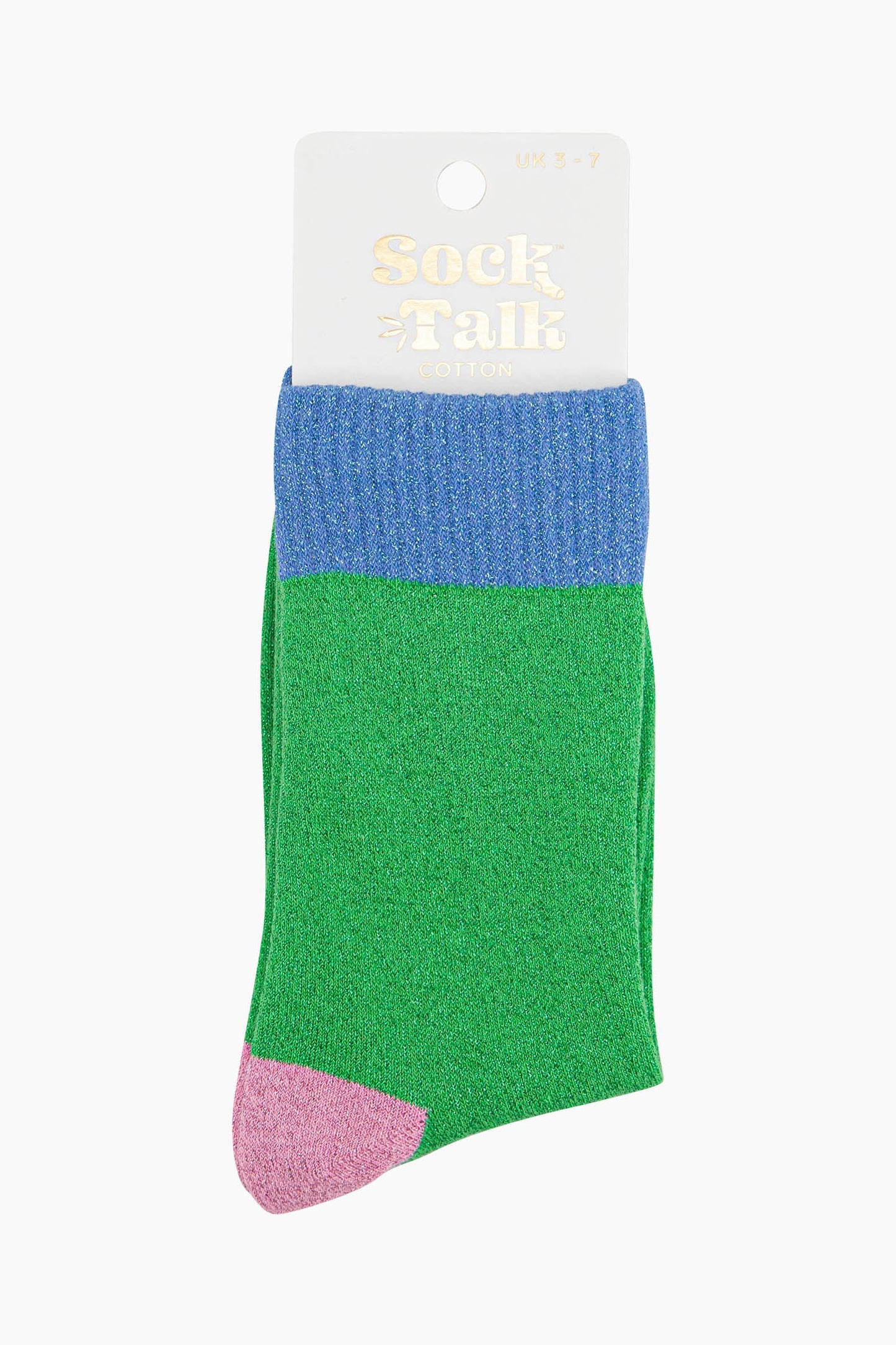 Women's Glitter Socks - Lime/Denim Blue, Multi Colour