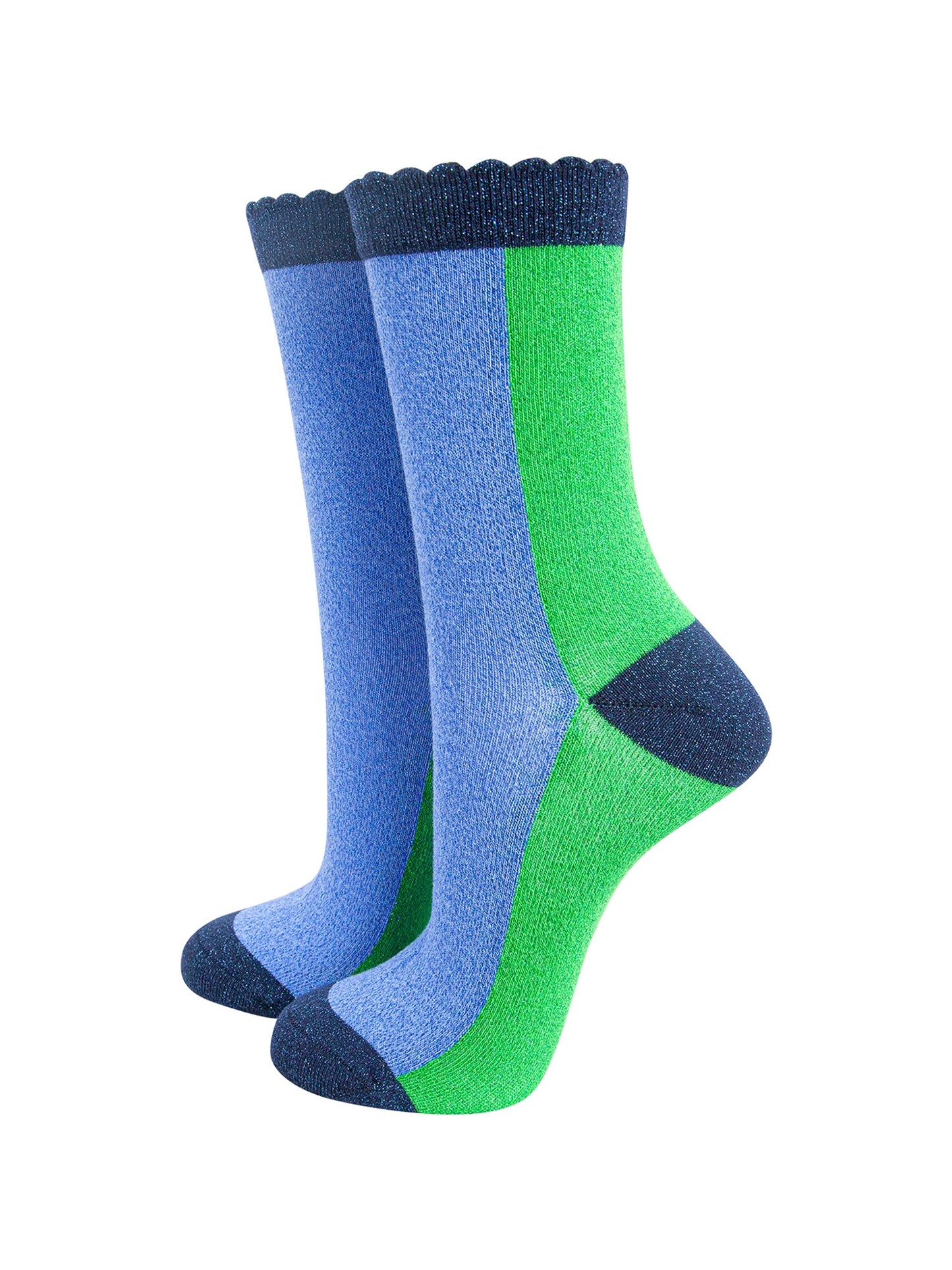 Colour-Block-Combed-Cotton-Glitter-Socks-in-Lime-Denim-Blue-mannequin