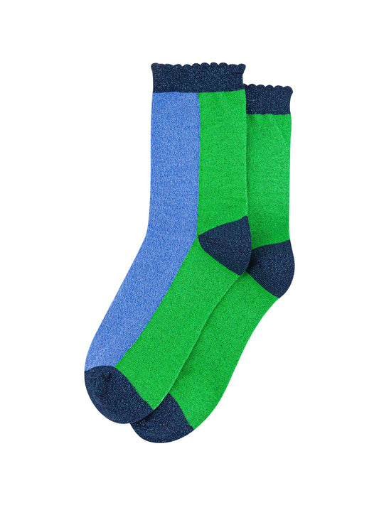 Colour-Block-Combed-Cotton-Glitter-Socks-in-Lime-Denim-Blue-flat-lay