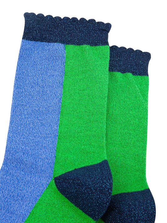 Colour-Block-Combed-Cotton-Glitter-Socks-in-Lime-Denim-Blue-close-up