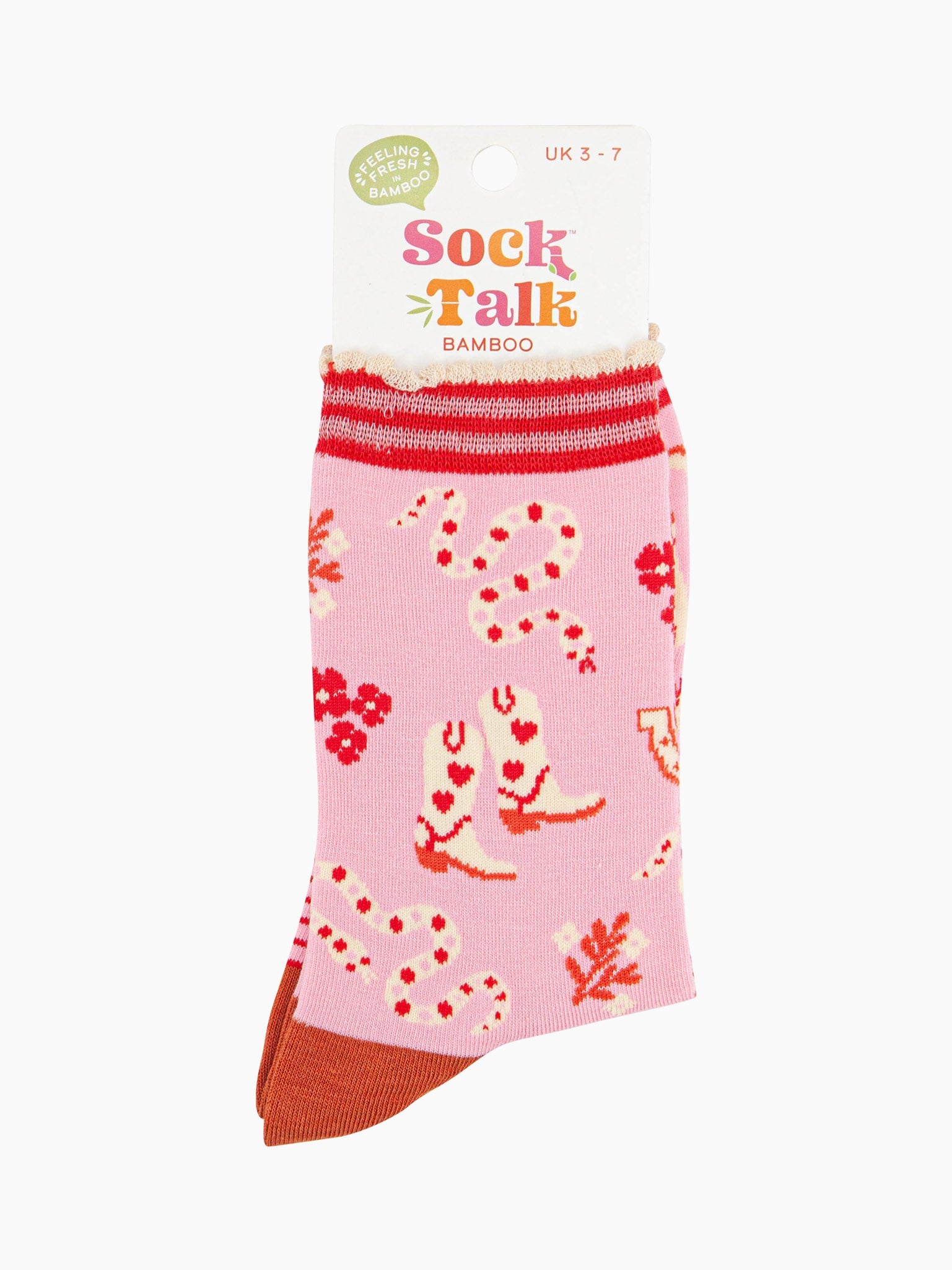 womens-bamboo-socks-pink-western-cowgirl-snakes-in-sock-talk-packaging-uk-size-3-7