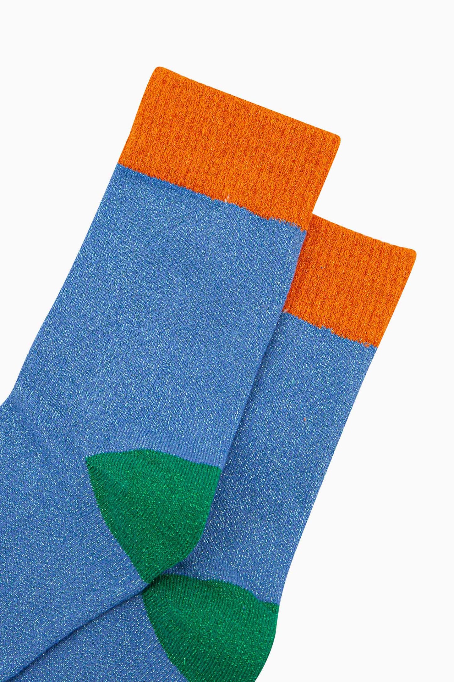 womens-glitter-socks-blue-orange-colour-burst-close-up-sparkly-ribbed-cuffs