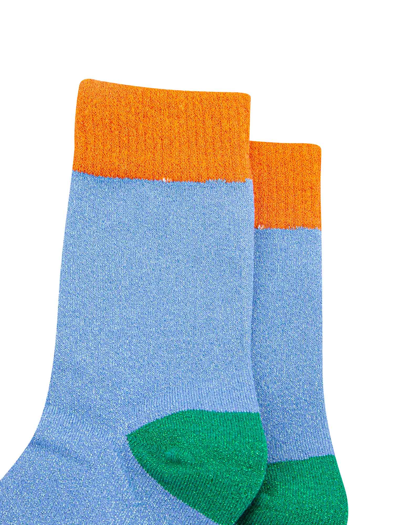 womens-glitter-socks-blue-orange-colour-burst-close-up-sparkly-ribbed-cuffs