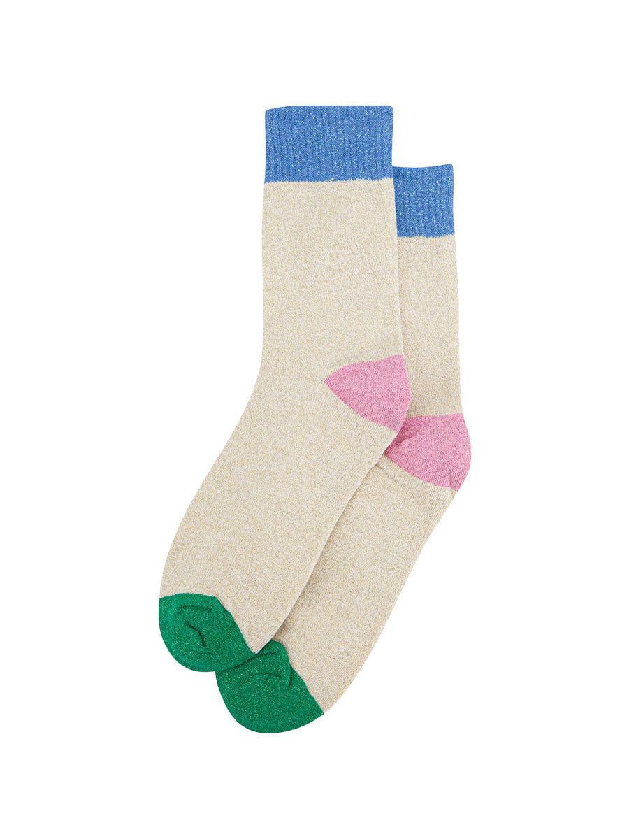 womens-glitter-socks-cream-denim-blue-colour-burst-laying-flat-sparkly-cotton-multicoloured