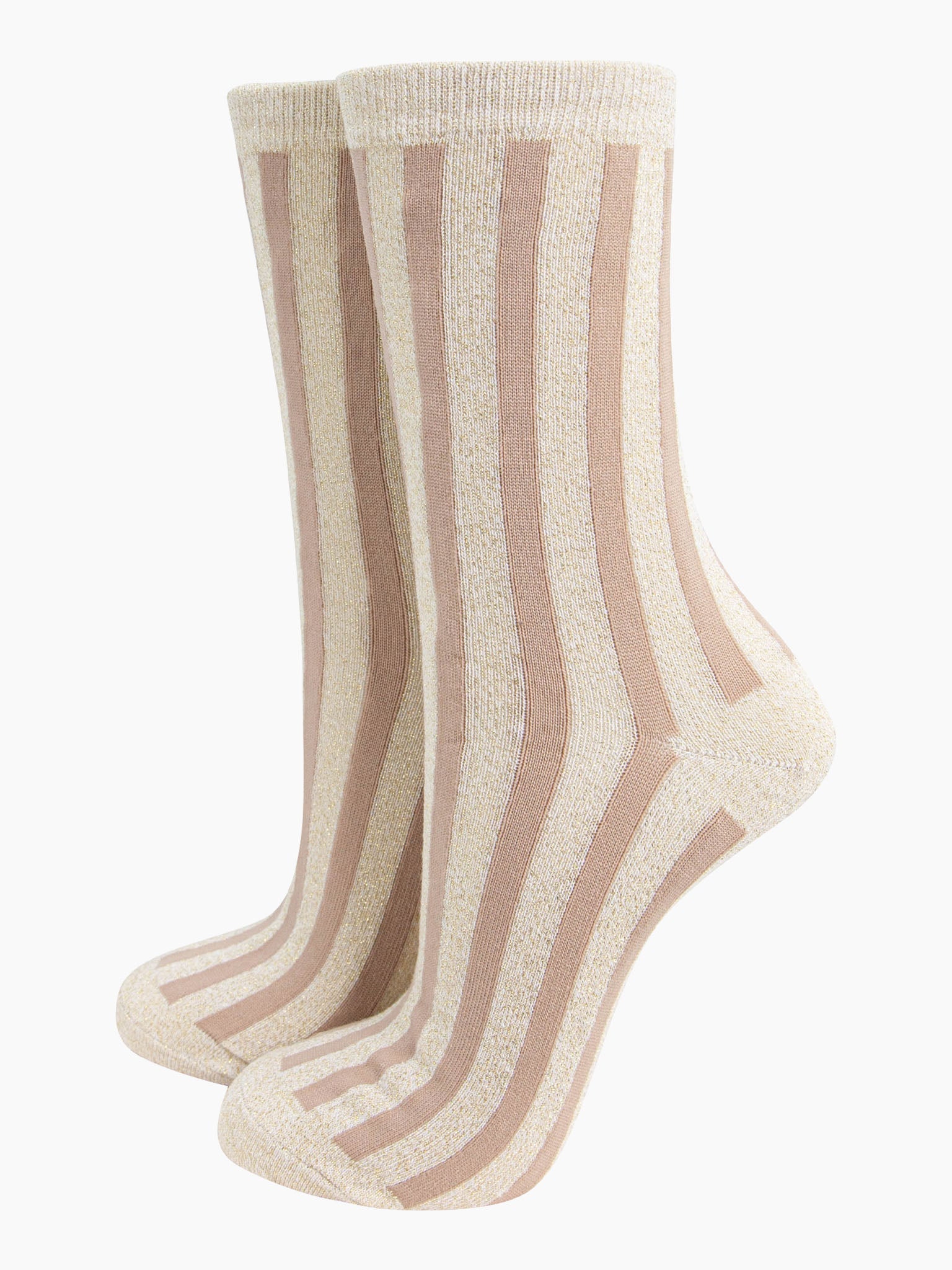 womens-glitter-socks-cream-gold-stripes-vertical-contrasting-stripe-pattern