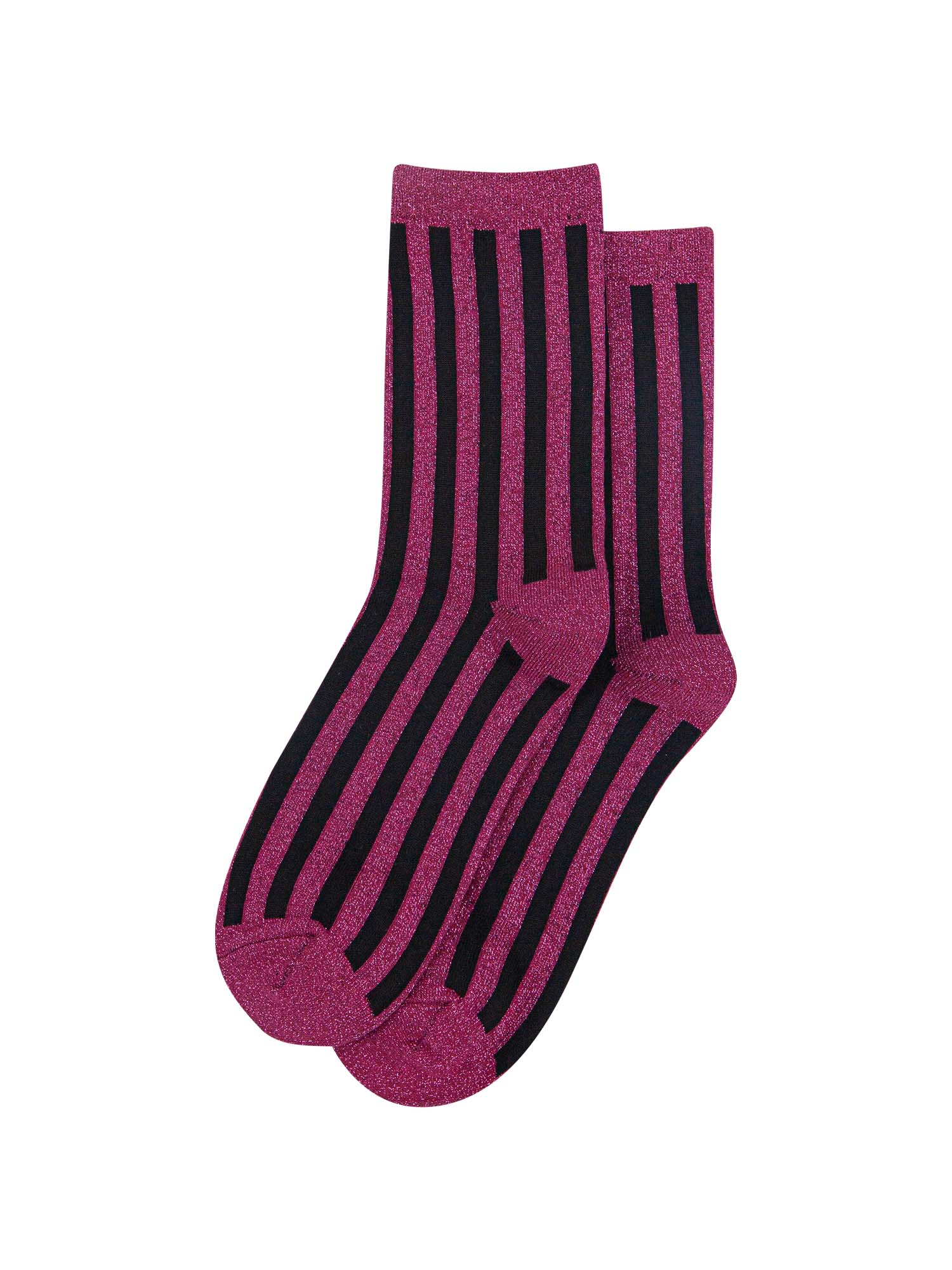 womens-glitter-socks-hot-pink-black-stripes-laying-flat-all-over-sparkle